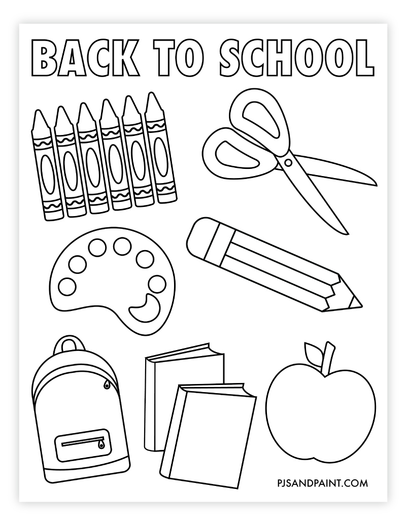 Free Printable Back To School Coloring Page - Pjs And Paint throughout Free Printable Back To School Worksheets For Kindergarten