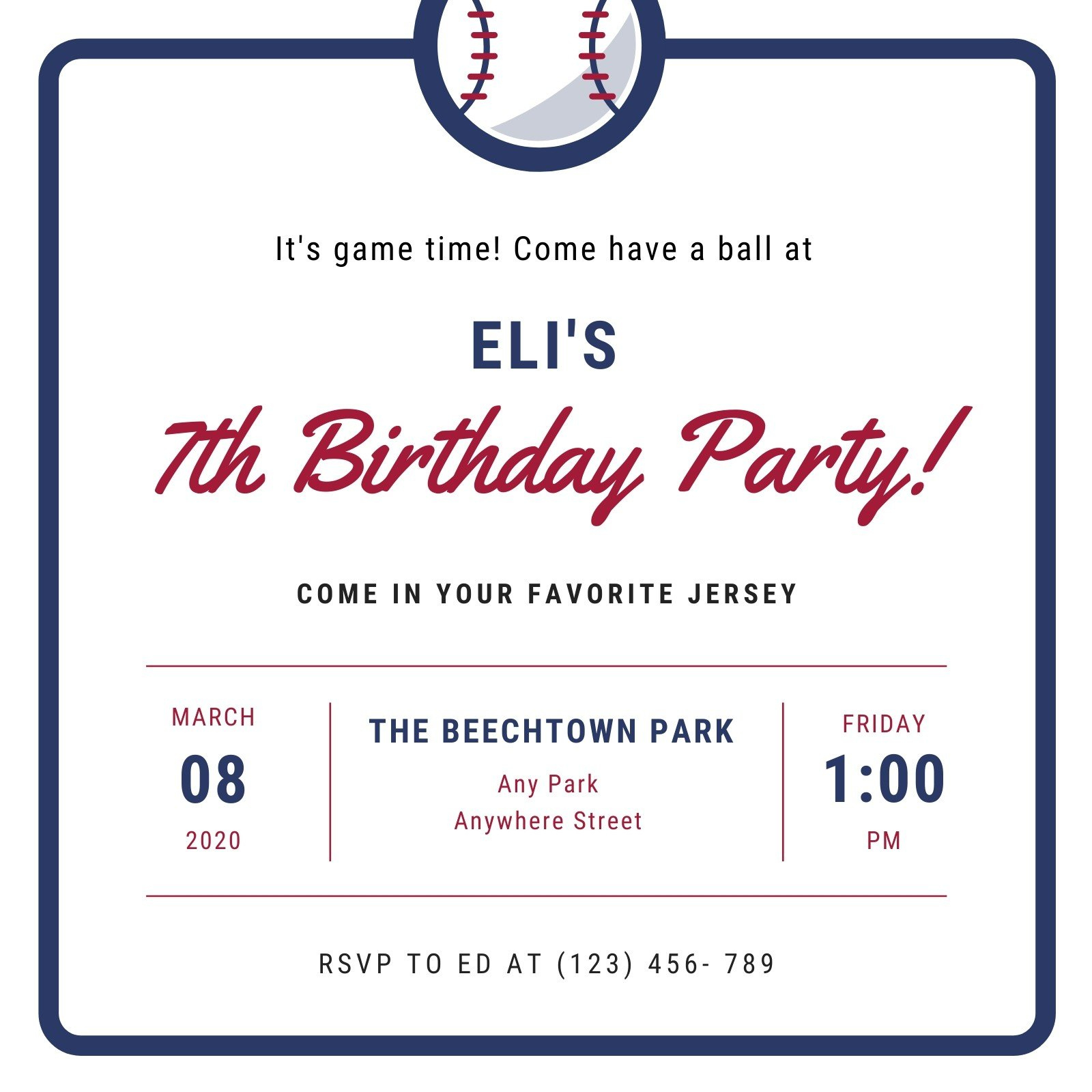 Free Printable Baseball Party Invitation Templates | Canva with Free Printable Baseball Ticket Birthday Invitations