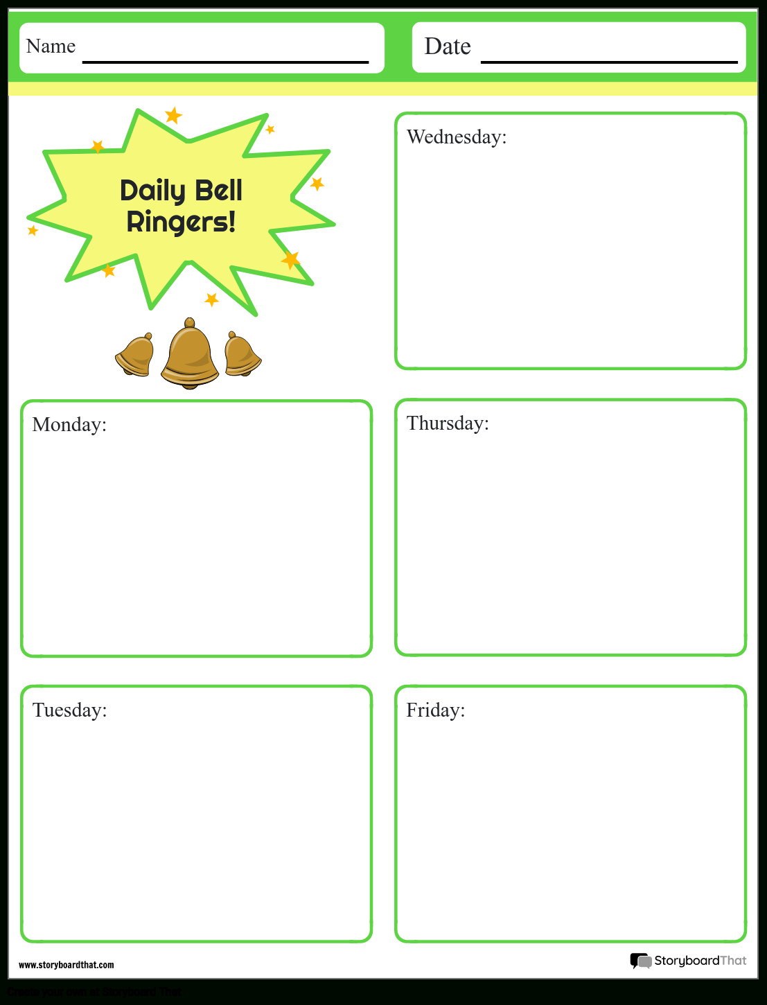 Free Printable Bell Ringers Templates | Storyboardthat regarding Free Printable Bell Ringers