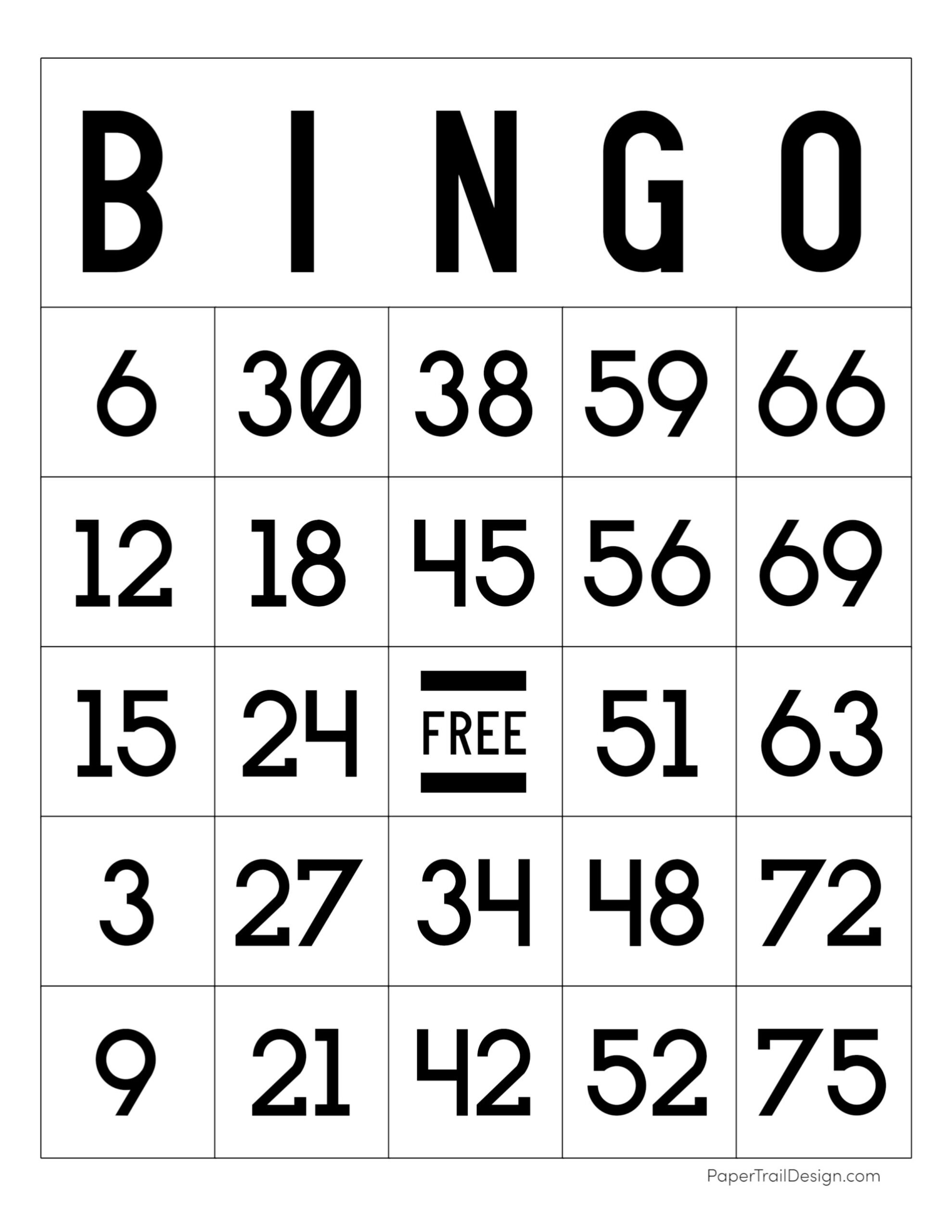 Free Printable Bingo Cards - Paper Trail Design for Free Printable Bingo Cards 1-75