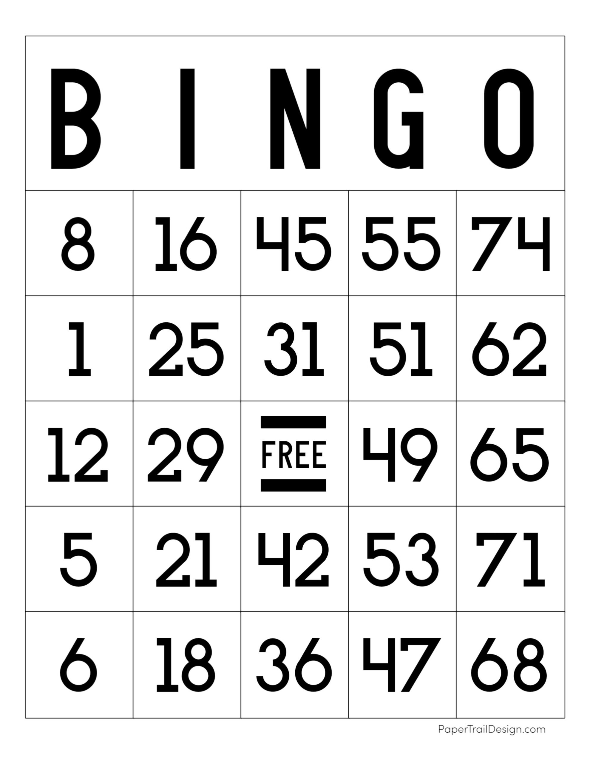 Free Printable Bingo Cards - Paper Trail Design in Free Printable Bingo Cards With Numbers