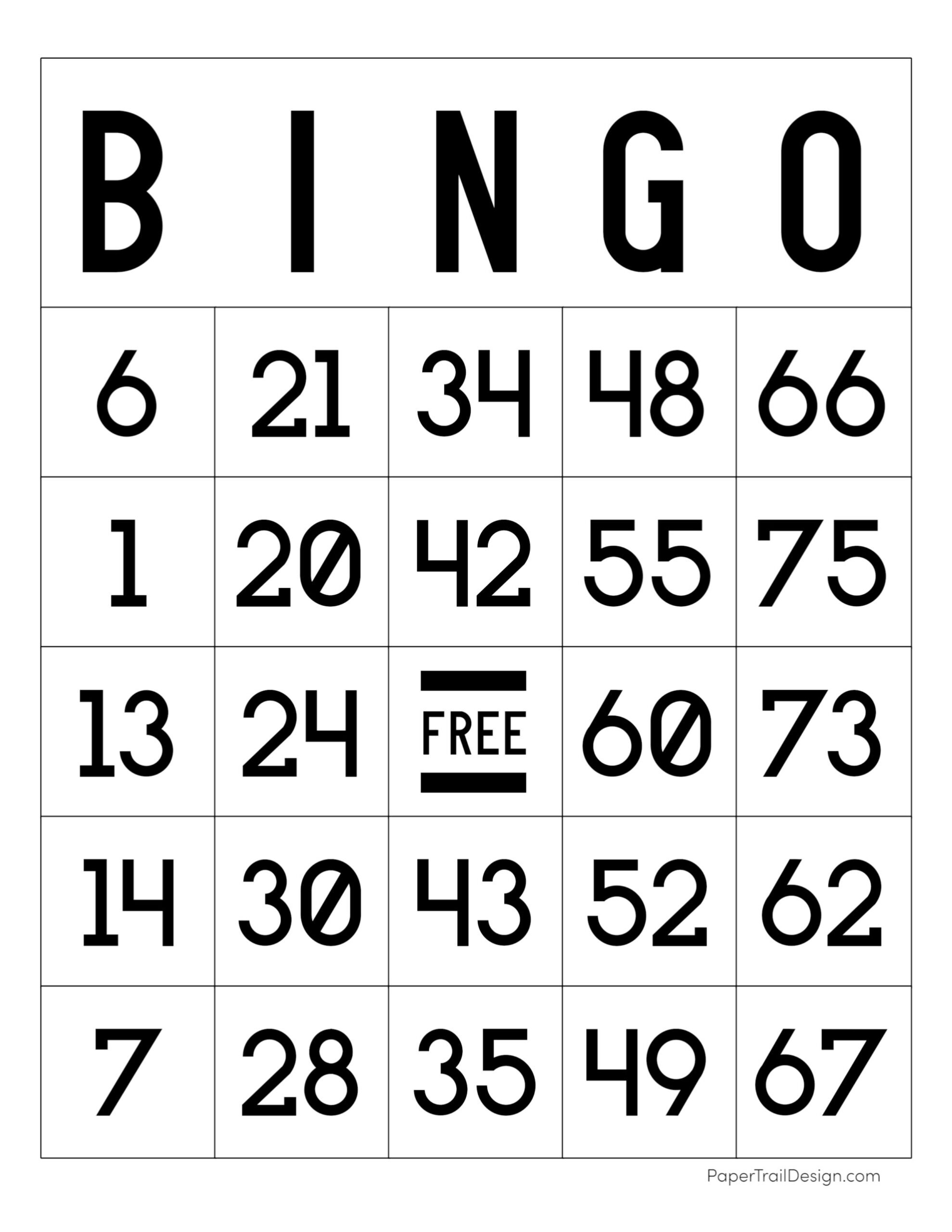 Free Printable Bingo Cards - Paper Trail Design regarding Printable Bingo Template Free