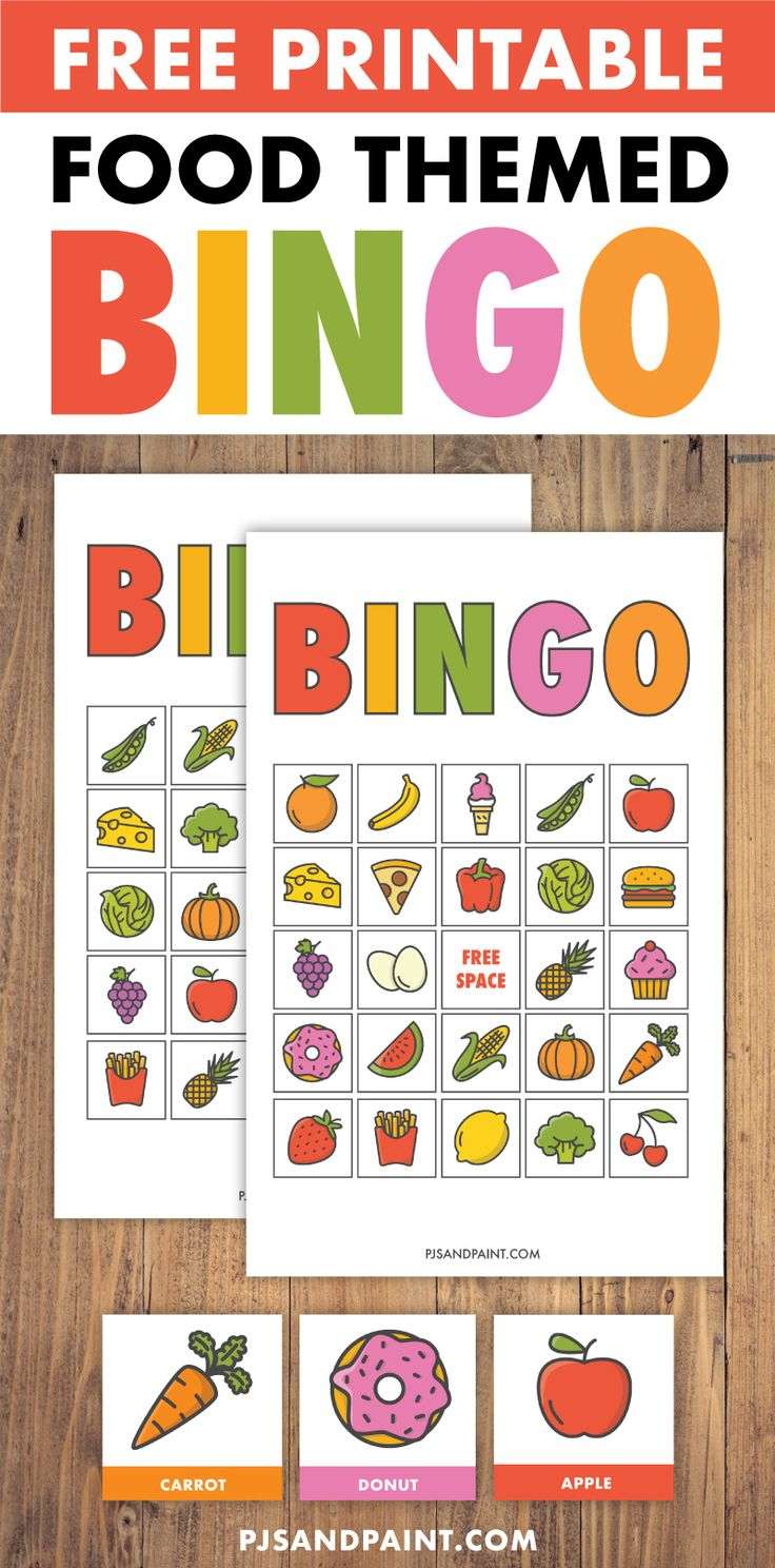 Free Printable Bingo Game For Kids - Food Themed in Free Printable Bingo Games