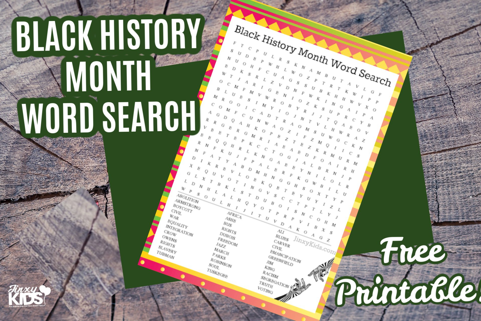 Free Printable Black History Month Word Search Puzzle - Jinxy Kids in Free Printable Black History Month Word Search