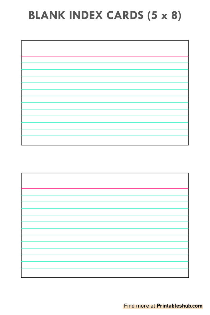 Free Printable Blank Index Cards (5 X 8) Template Pdf | Templates inside Free Printable Index Cards