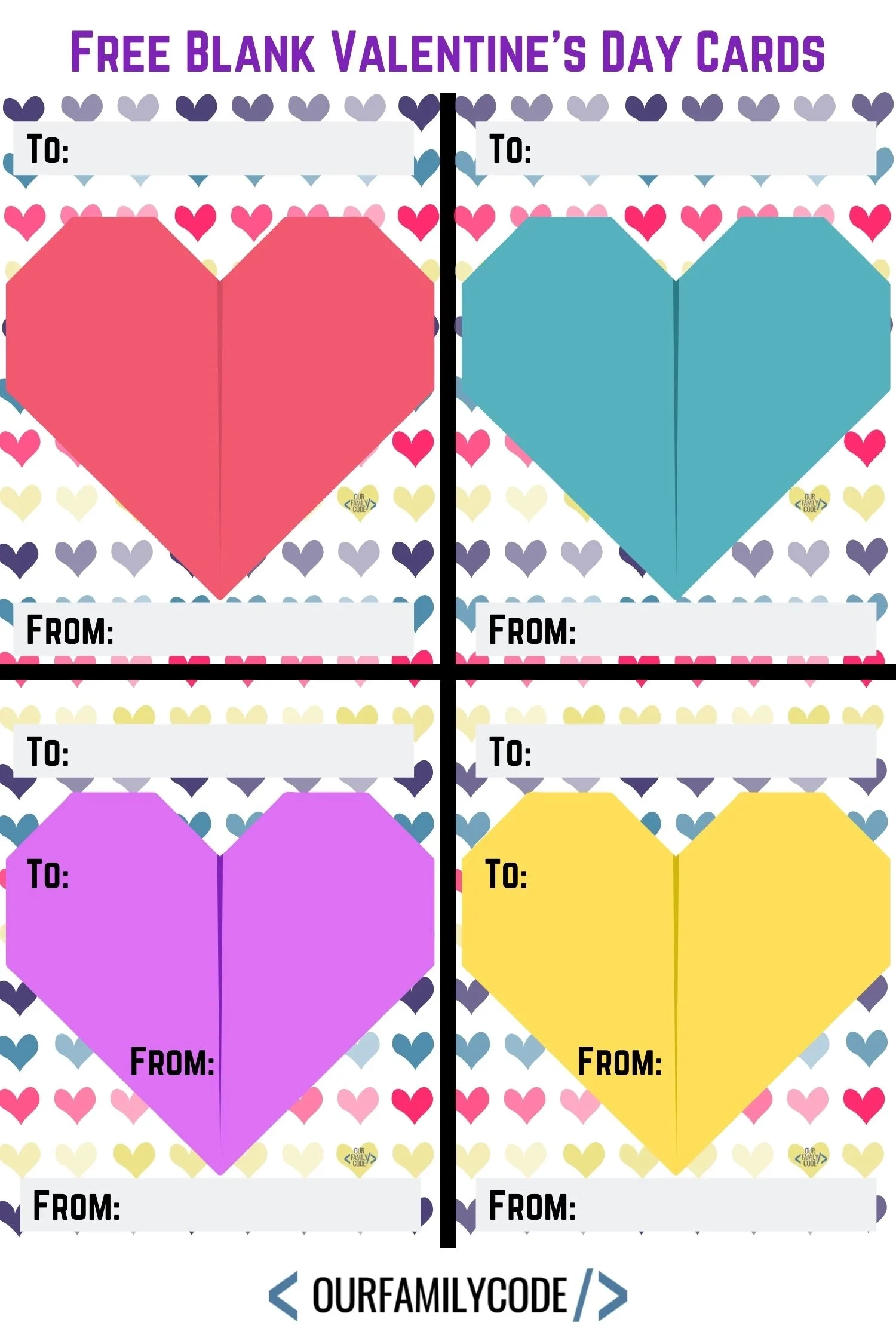 Free Printable Blank Valentine&amp;#039;S Day Cards - Our Family Code with regard to Free Printable Valentines Day Cards For Parents