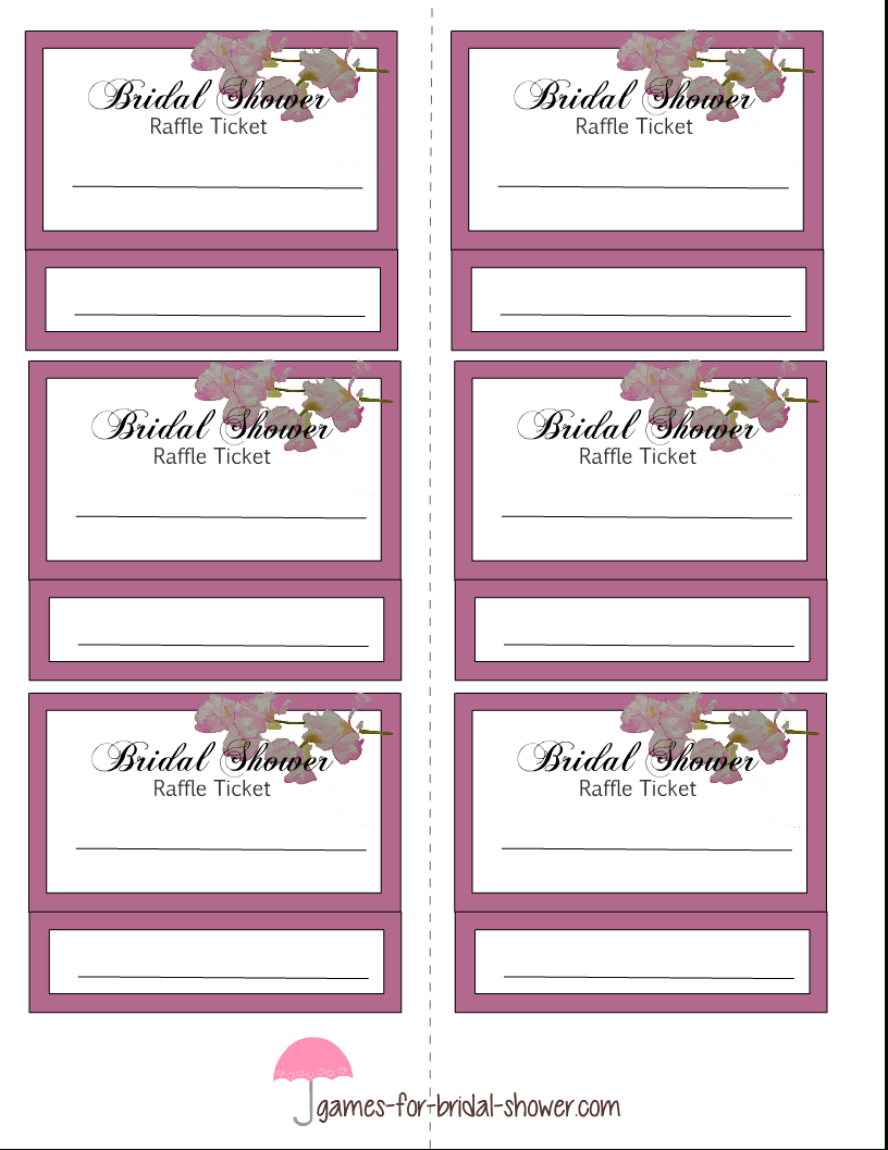 Free Printable Bridal Shower Raffle Tickets for Free Printable Bridal Shower Raffle Tickets