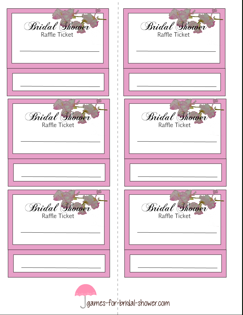 Free Printable Bridal Shower Raffle Tickets with regard to Free Printable Bridal Shower Raffle Tickets