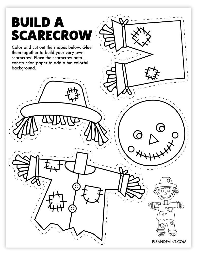 Free Printable Build A Scarecrow Craft For Kids - Pjs And Paint pertaining to Free Scarecrow Template Printable