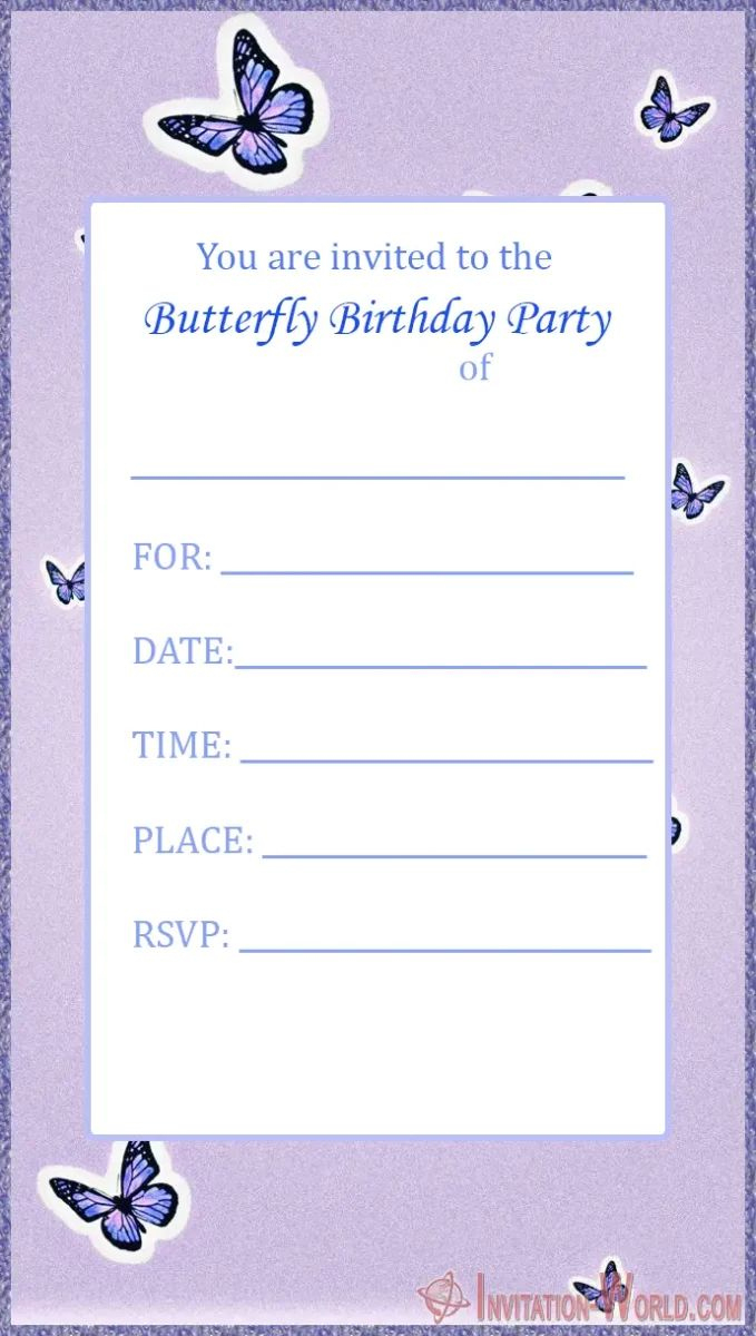 Free Printable Butterfly Invitation Templates - Invitation World with Birthday Party Invitations Online Free Printable