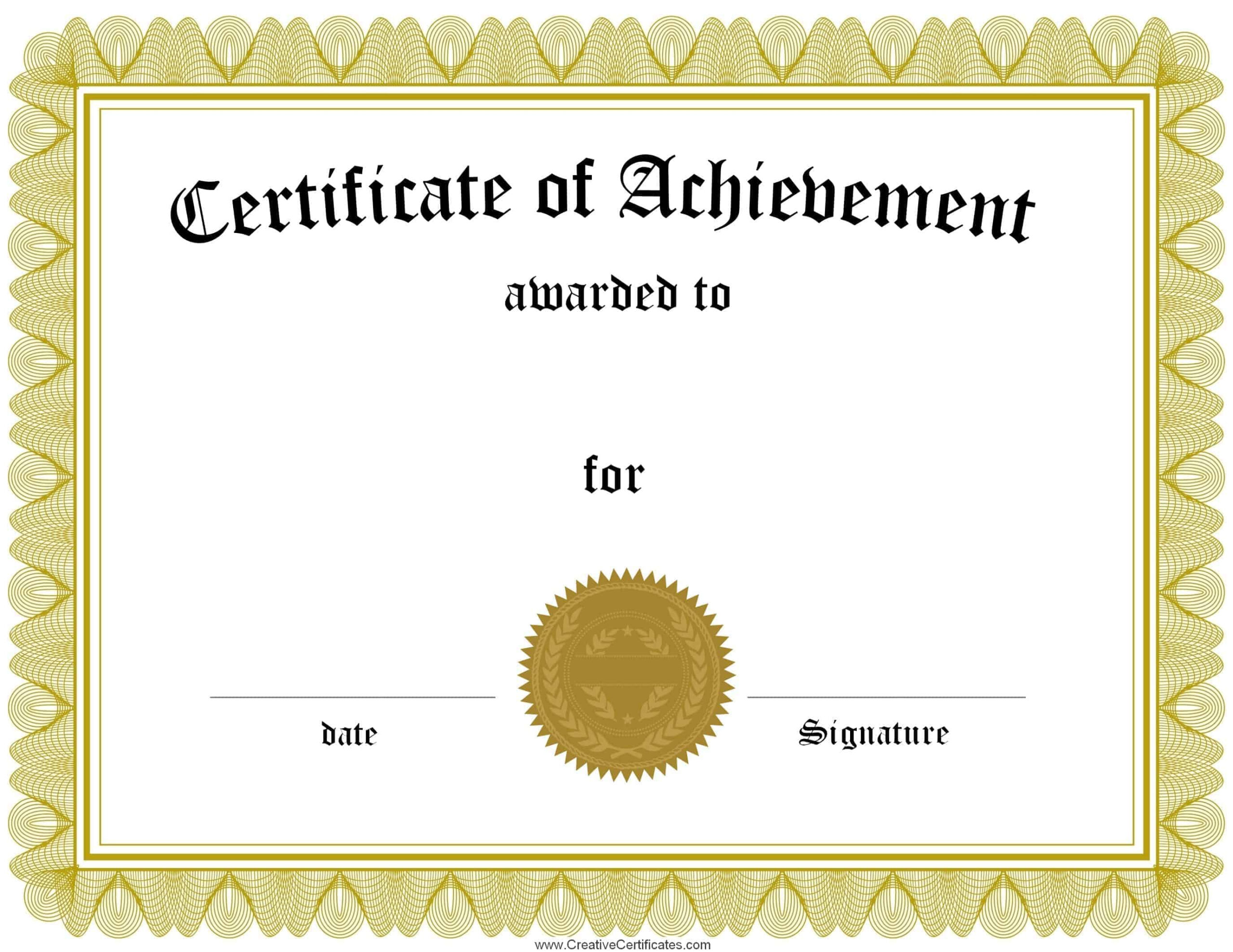 Free Printable Certificates Of Achievement intended for Free Printable Certificates