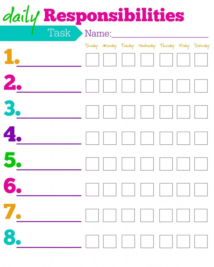 Free Printable Chore Charts For Kids + Ideasage | Chore Chart for Free Printable Chore Charts For 7 Year Olds