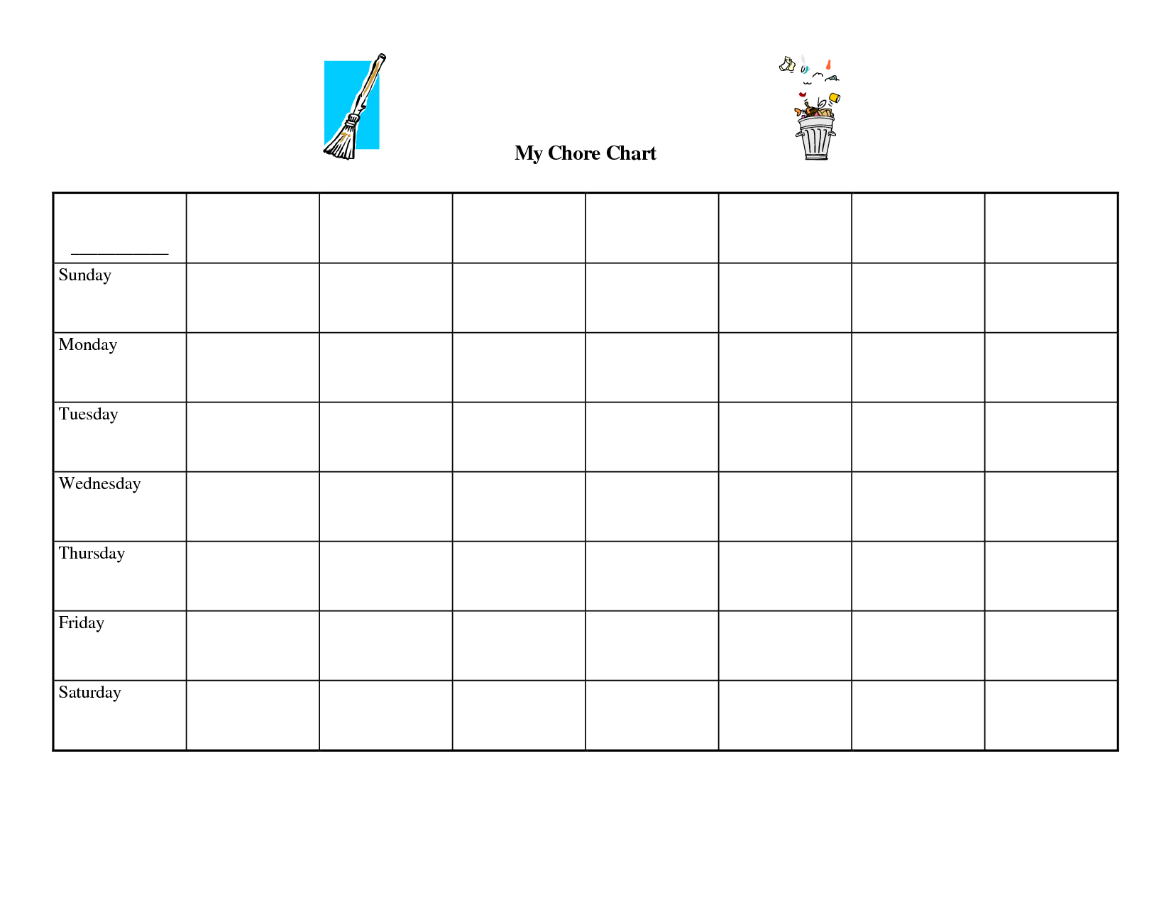 Free Printable Chore Charts with regard to Free Printable Charts