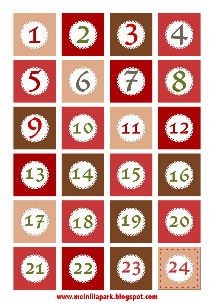 Free Printable Christmas Advent Calendar Numbers And Borders for Free Printable Advent Numbers