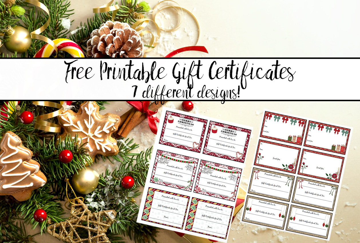 Free Printable Christmas Gift Certificates: 7 Designs in Free Printable Christmas Gift Cards