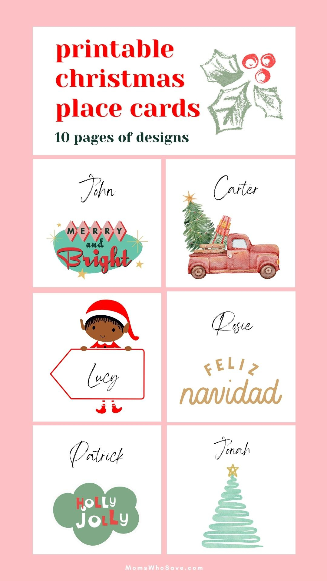 Free Printable Christmas Place Cards (10 Pages Of Designs with Christmas Table Name Cards Free Printable