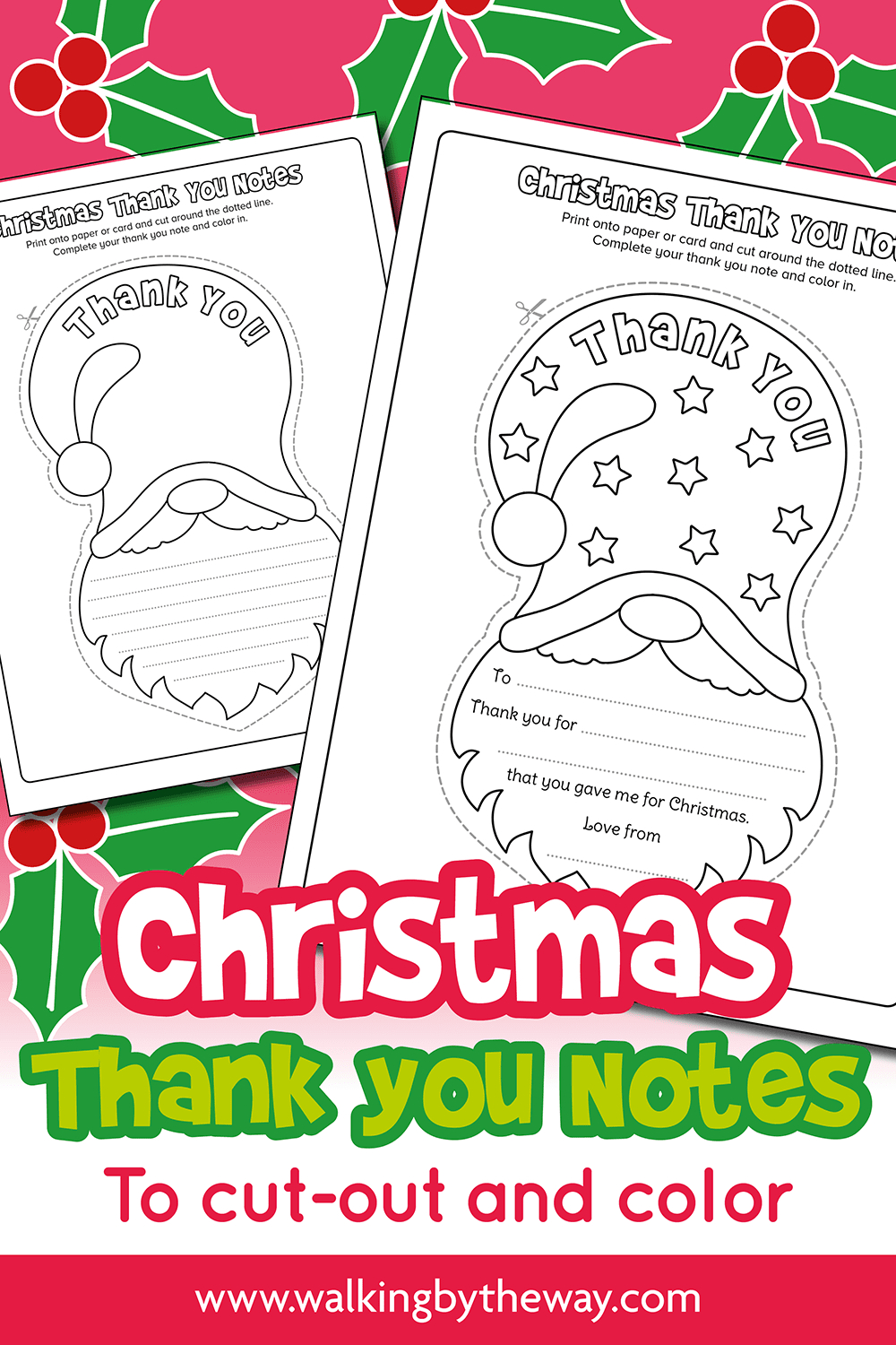 Free Printable Christmas Thank You Notes For Kids - Walkingthe Way throughout Free Christmas Thank You Notes Printable