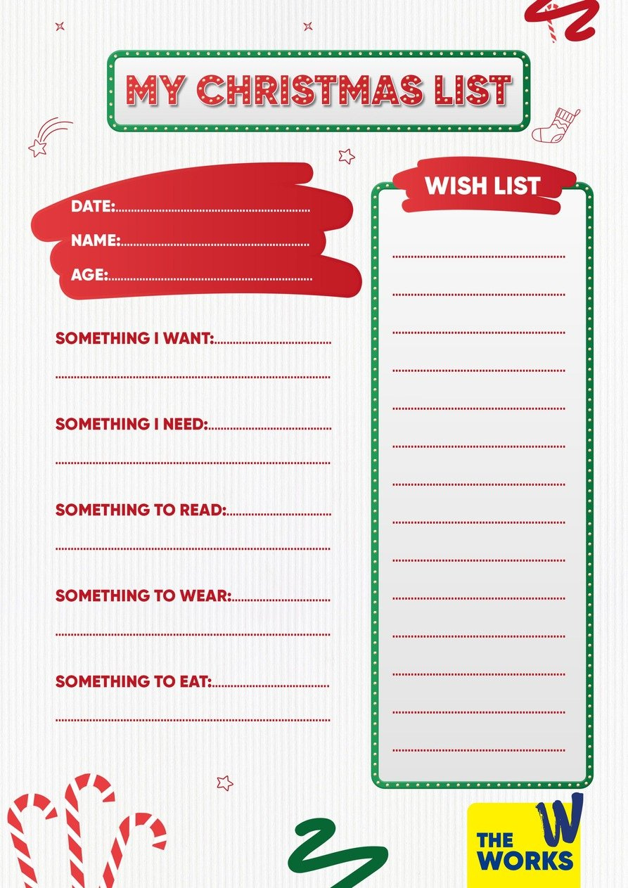 Free Printable Christmas Wishlist Template | The Works pertaining to Free Printable Christmas Wish List