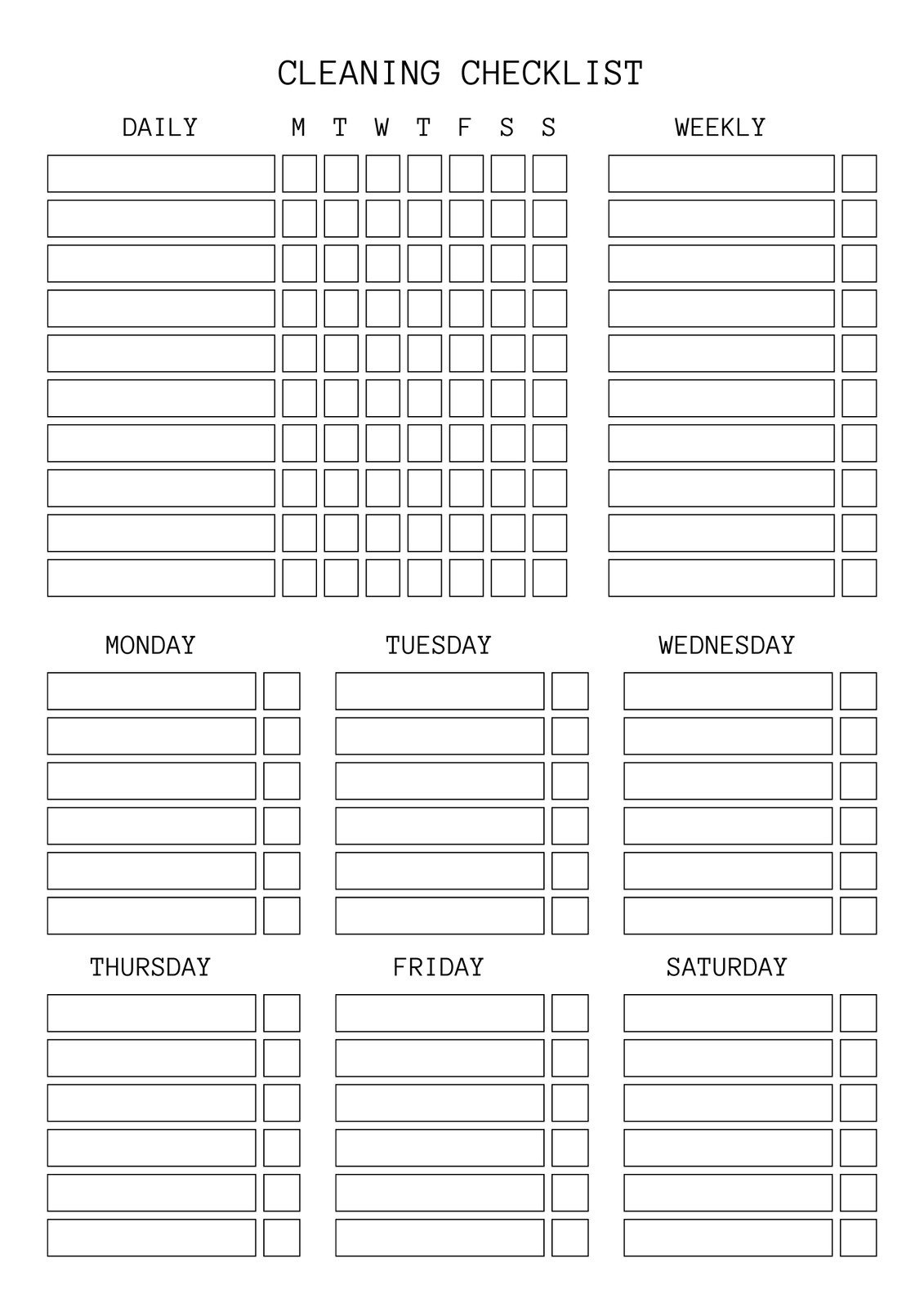 Free Printable Cleaning Checklist Templates | Canva for Free Printable Housework Checklist