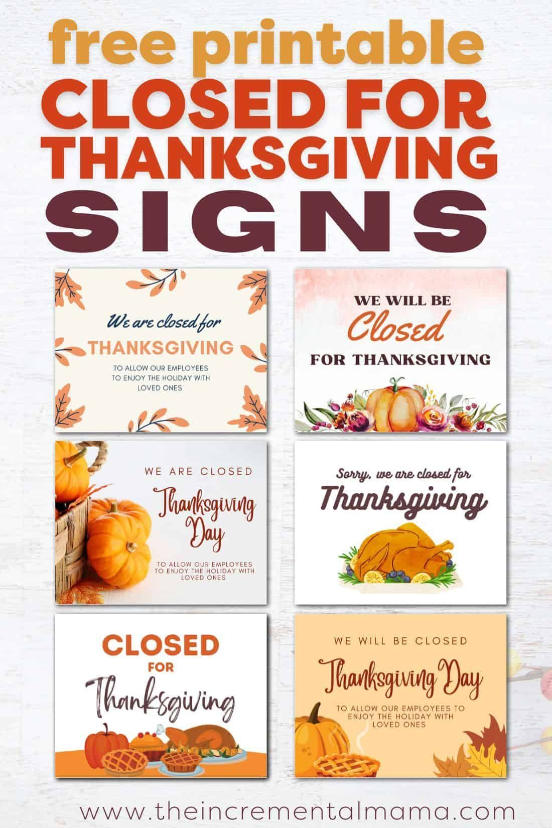 Free Printable Closed For Thanksgiving Sign Templates intended for Free Printable Closed Thanksgiving Day Signs