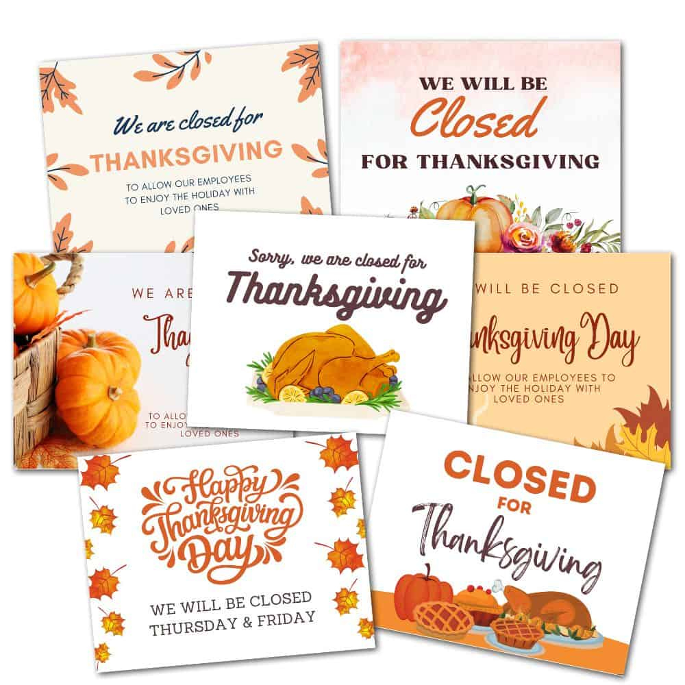 Free Printable Closed For Thanksgiving Signs (7 Templates) - The for Free Printable Closed Thanksgiving Day Signs