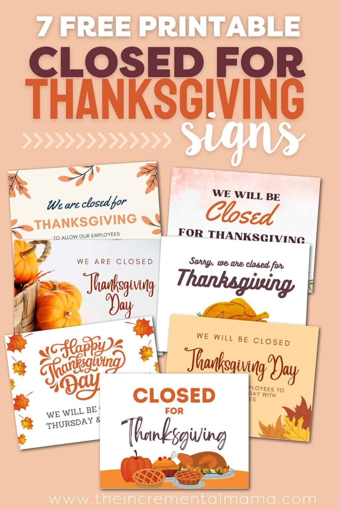 Free Printable Closed For Thanksgiving Signs (7 Templates) with regard to Free Printable Closed Thanksgiving Day Signs