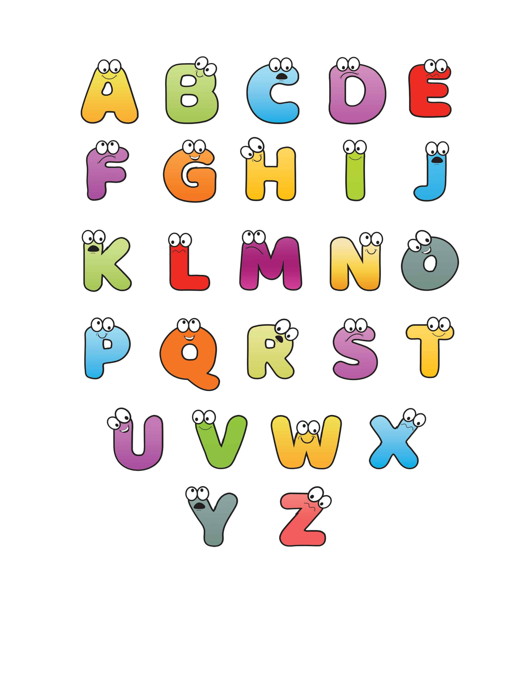 Free Printable Colorful Cartoon Letters Alphabet - Freebie Finding Mom inside Free Printable Letters AZ