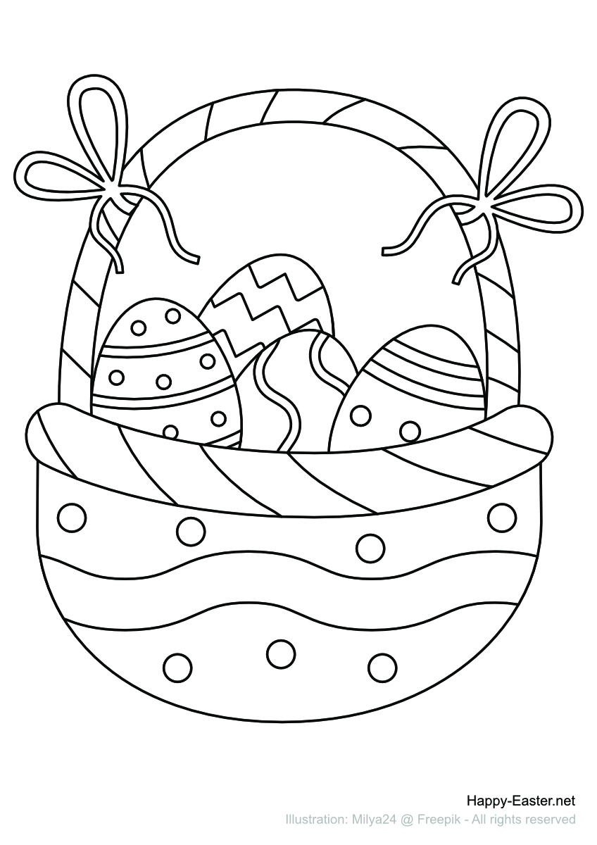 Free Printable Coloring Page | Easter Egg Basket With Bows regarding Free Printable Easter Basket Coloring Pages