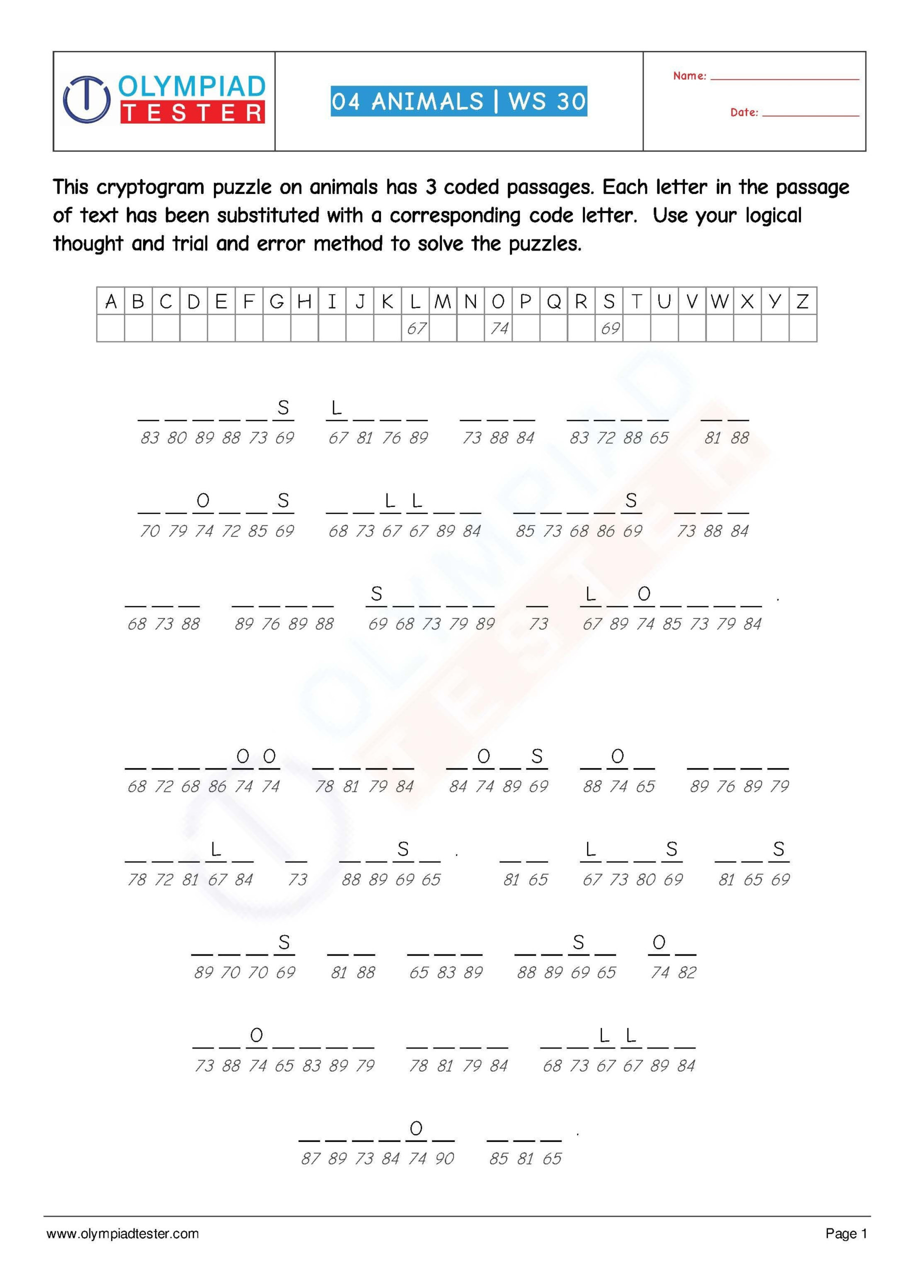 Free Printable Cryptograms pertaining to Free Printable Cryptograms With Answers