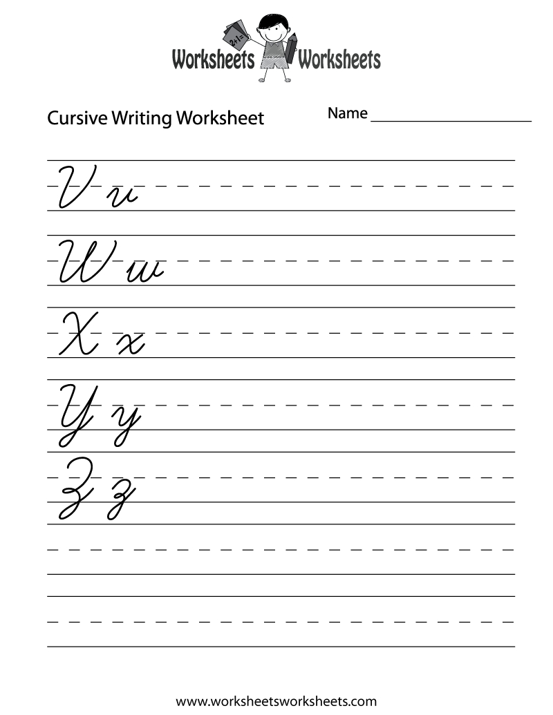 Free Printable Cursive Letters Writing Worksheet inside Cursive Letters Worksheet Printable Free