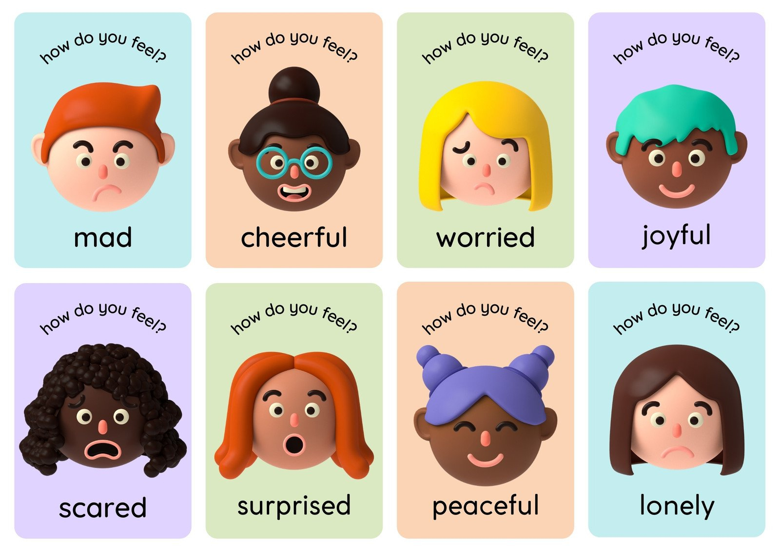 Free Printable Custom Emotions Flashcard Templates | Canva regarding Free Printable Pictures of Emotions