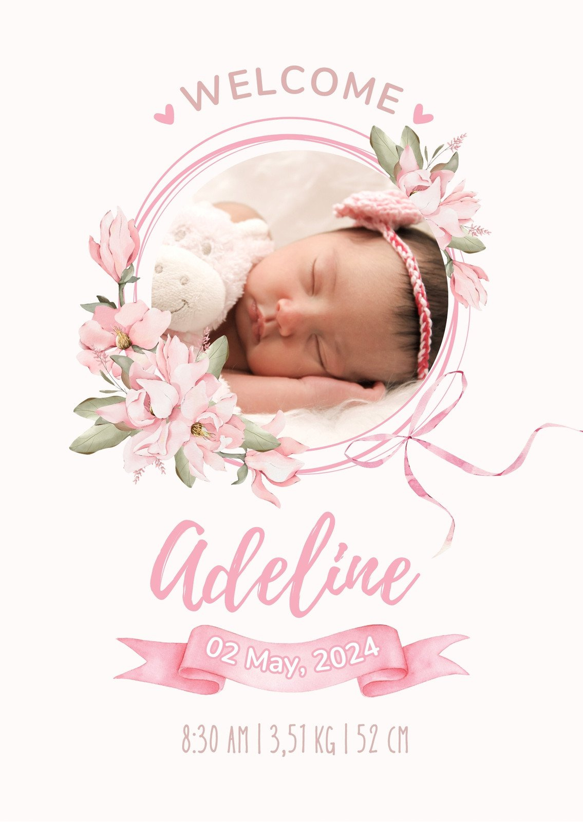 Free, Printable, Customizable Birth Announcement Templates | Canva pertaining to Free Printable Baby Announcement Templates