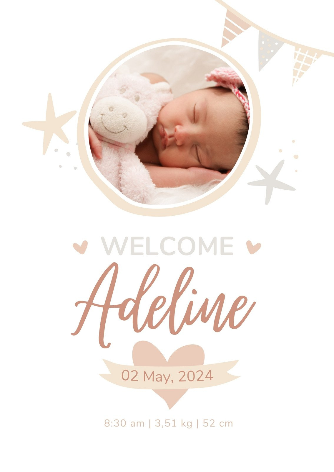 Free, Printable, Customizable Birth Announcement Templates | Canva throughout Free Printable Baby Birth Announcement Cards
