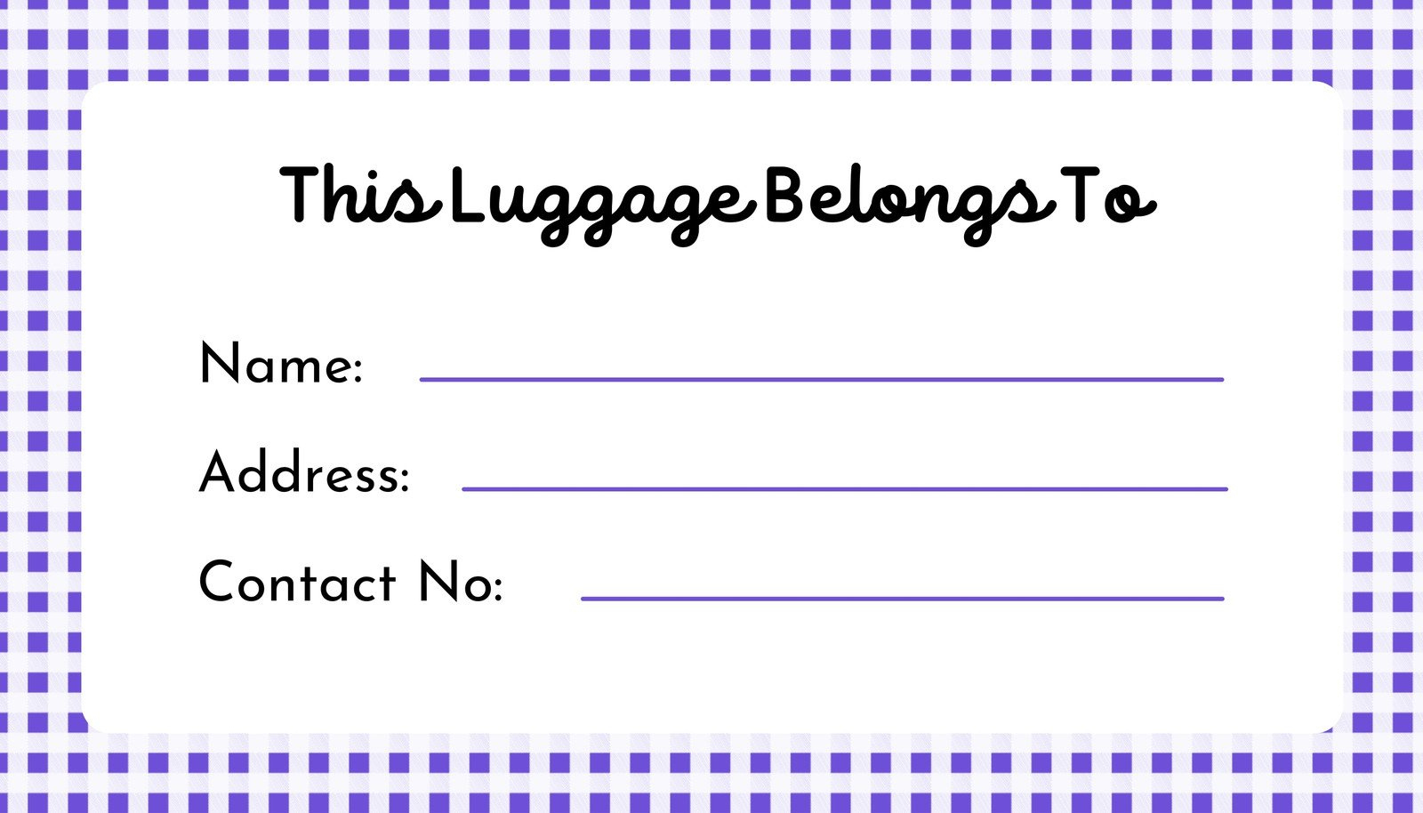 Free Printable, Customizable Luggage Tag Templates | Canva within Free Printable Luggage Tags