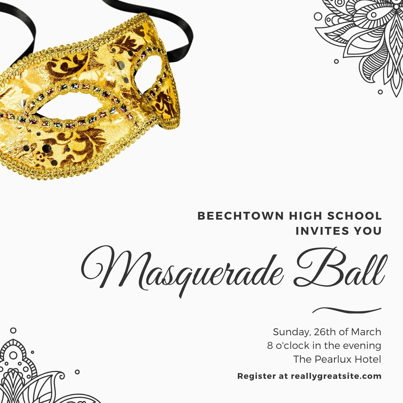 Free Printable, Customizable Masquerade Invitation Templates | Canva for Free Printable Masquerade Birthday Invitations