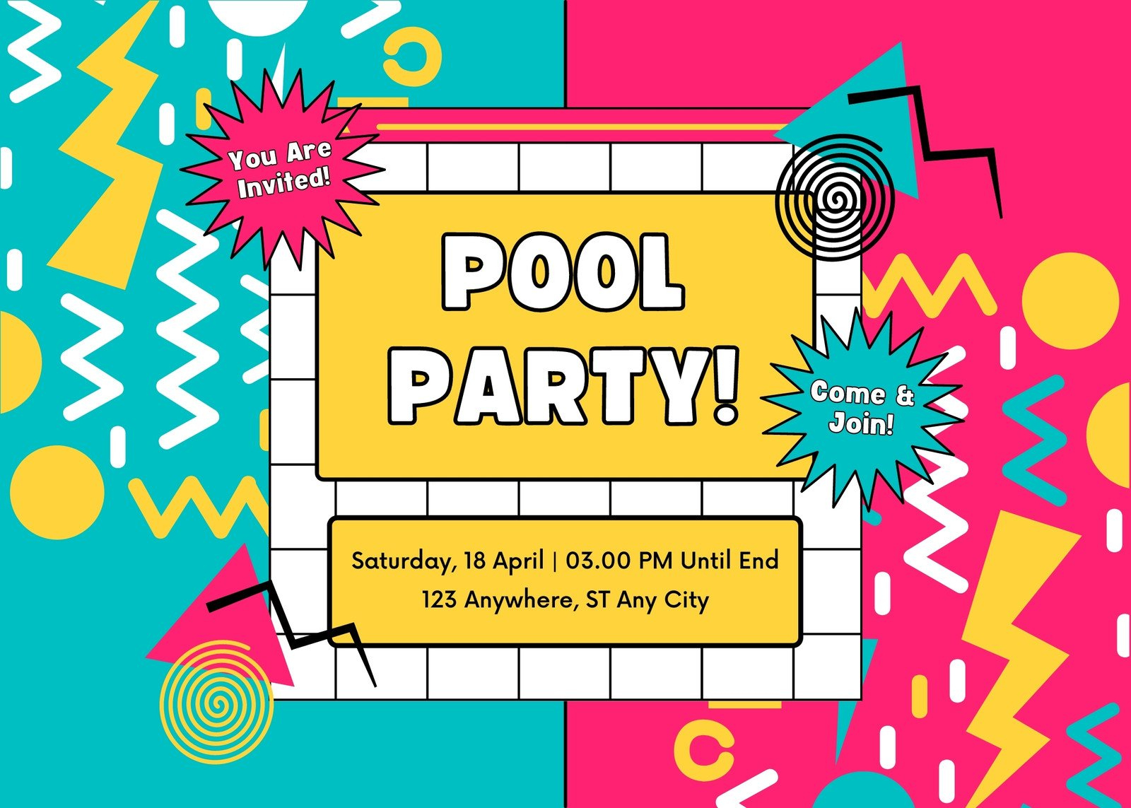 Free Printable, Customizable Pool Party Invitation Templates | Canva for Free Printable Pool Party Invitation Cards