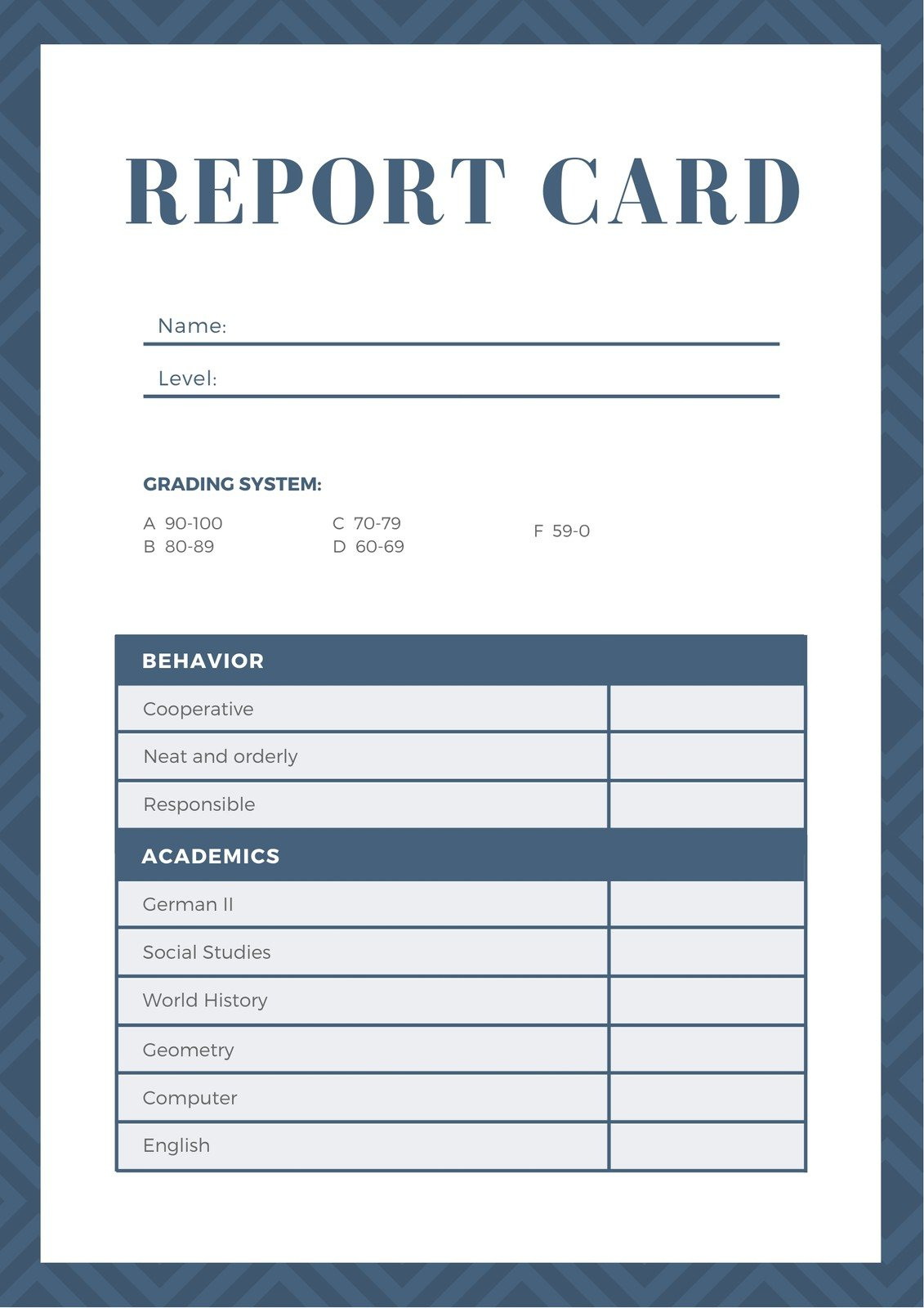 Free, Printable, Customizable Report Card Templates | Canva for Free Printable Grade Cards