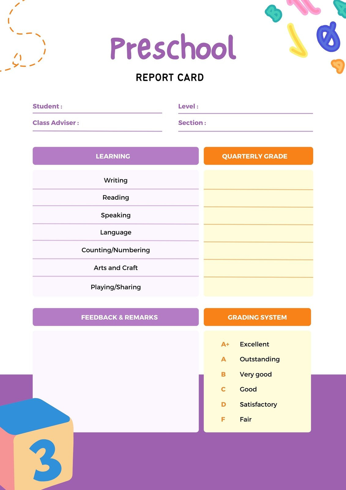 Free, Printable, Customizable Report Card Templates | Canva intended for Free Printable Preschool Report Cards