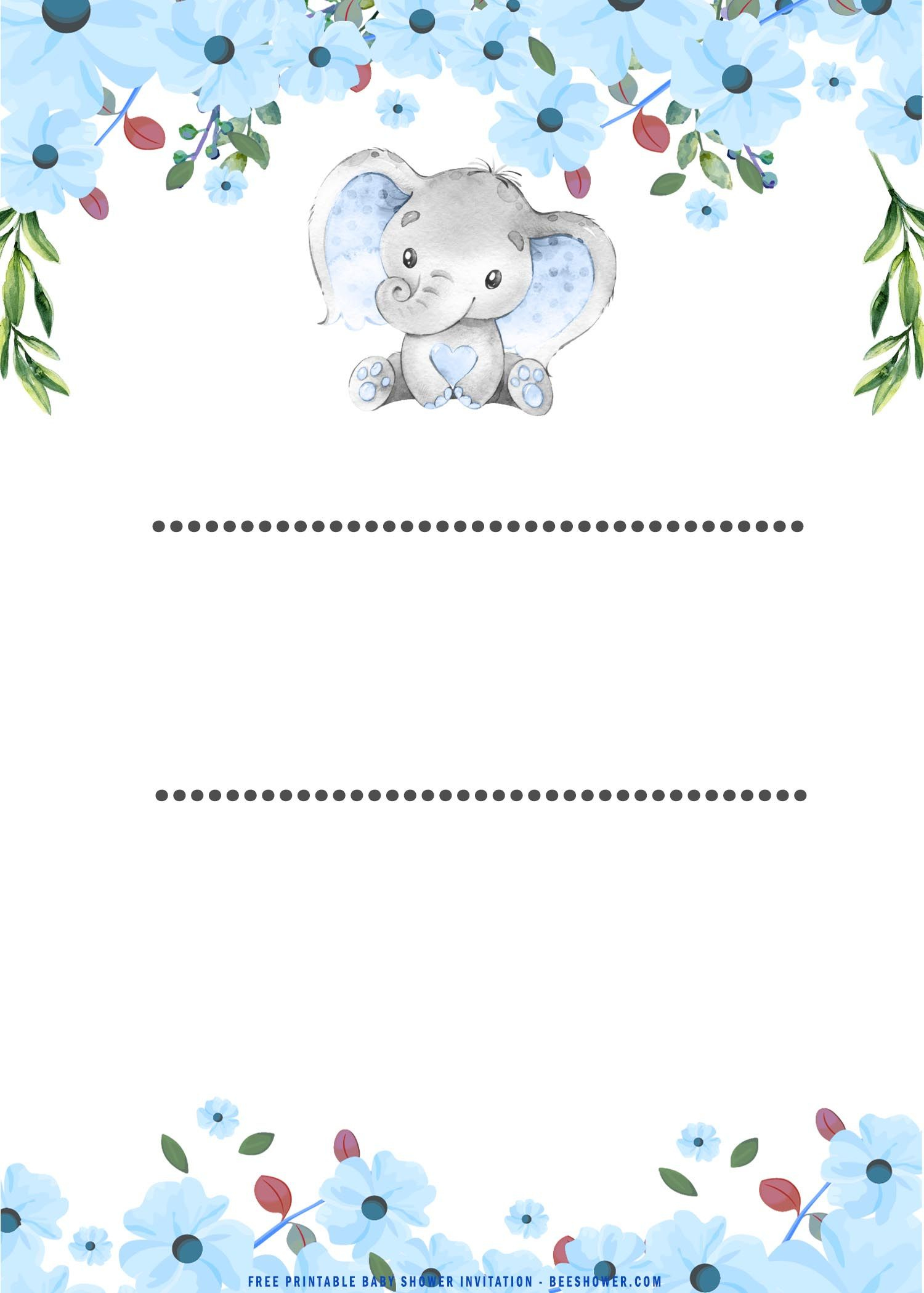 Free Printable) - Cute Baby Elephant Baby Shower Invitation throughout Free Baby Elephant Printables