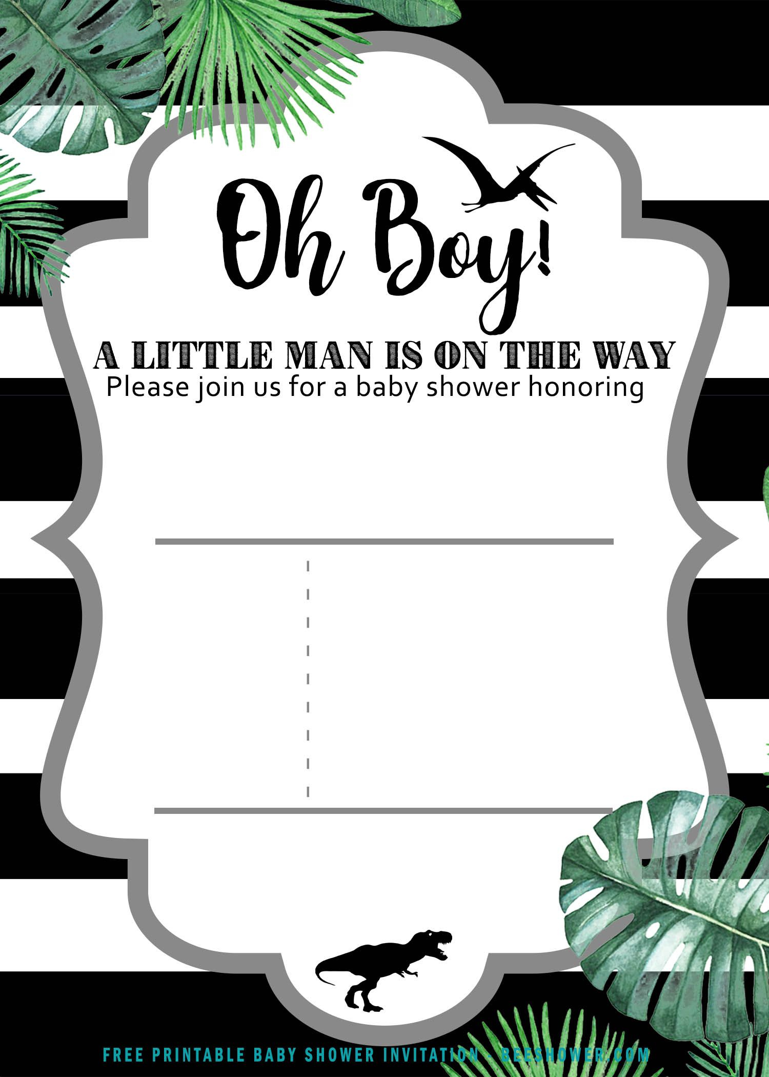 Free Printable Dinosaur Baby Shower Invitation Templates | Idee intended for Free Printable Dinosaur Baby Shower Invitations