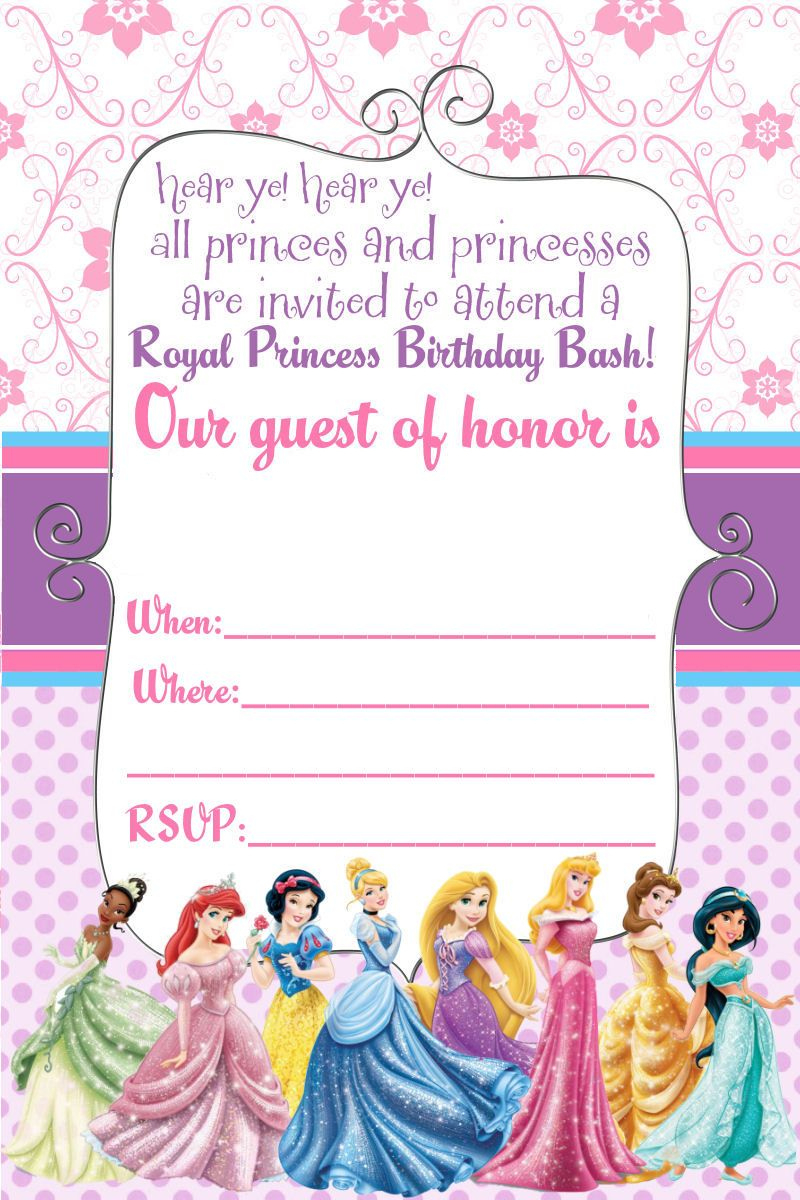 Free Printable Disney Princess Ticket Invitation Template | Drevio within Free Printable Princess Invitations