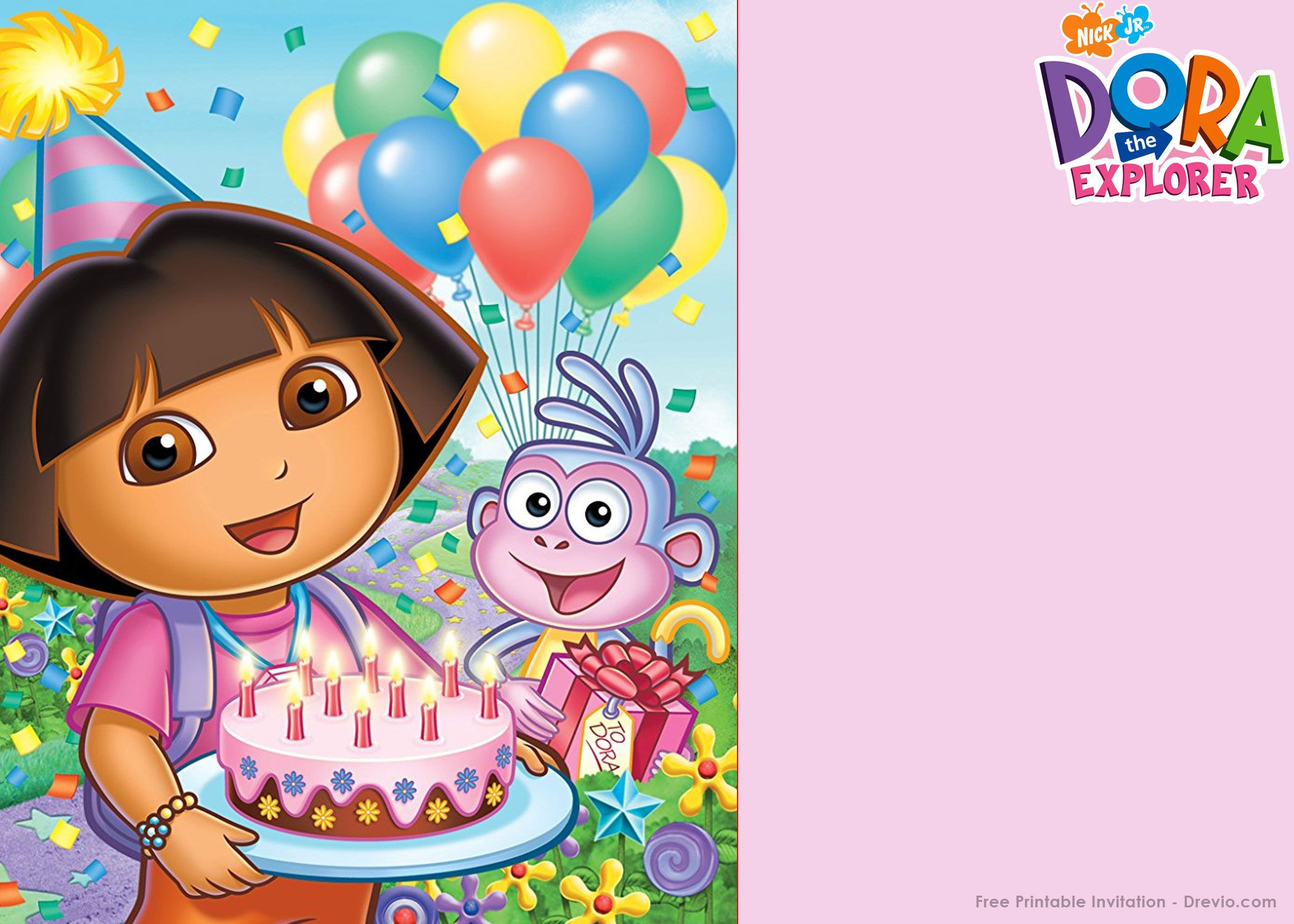 Free Printable Dora The Explorer Party Invitation Template | Party with regard to Dora Birthday Cards Free Printable