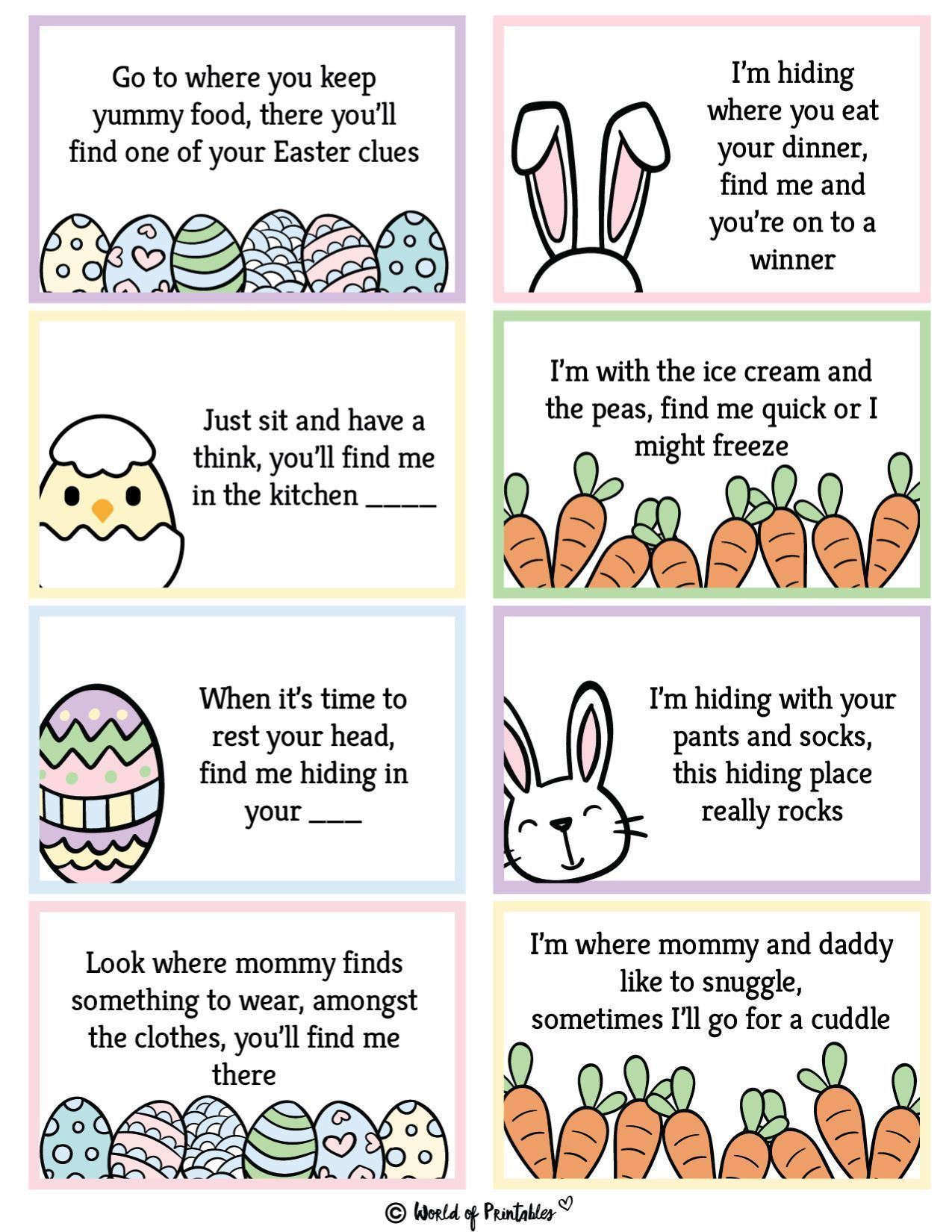 Free Printable Easter Egg Hunt Clues | Egg Hunt Clues, Easter Egg within Free Printable Easter Egg Hunt Riddles