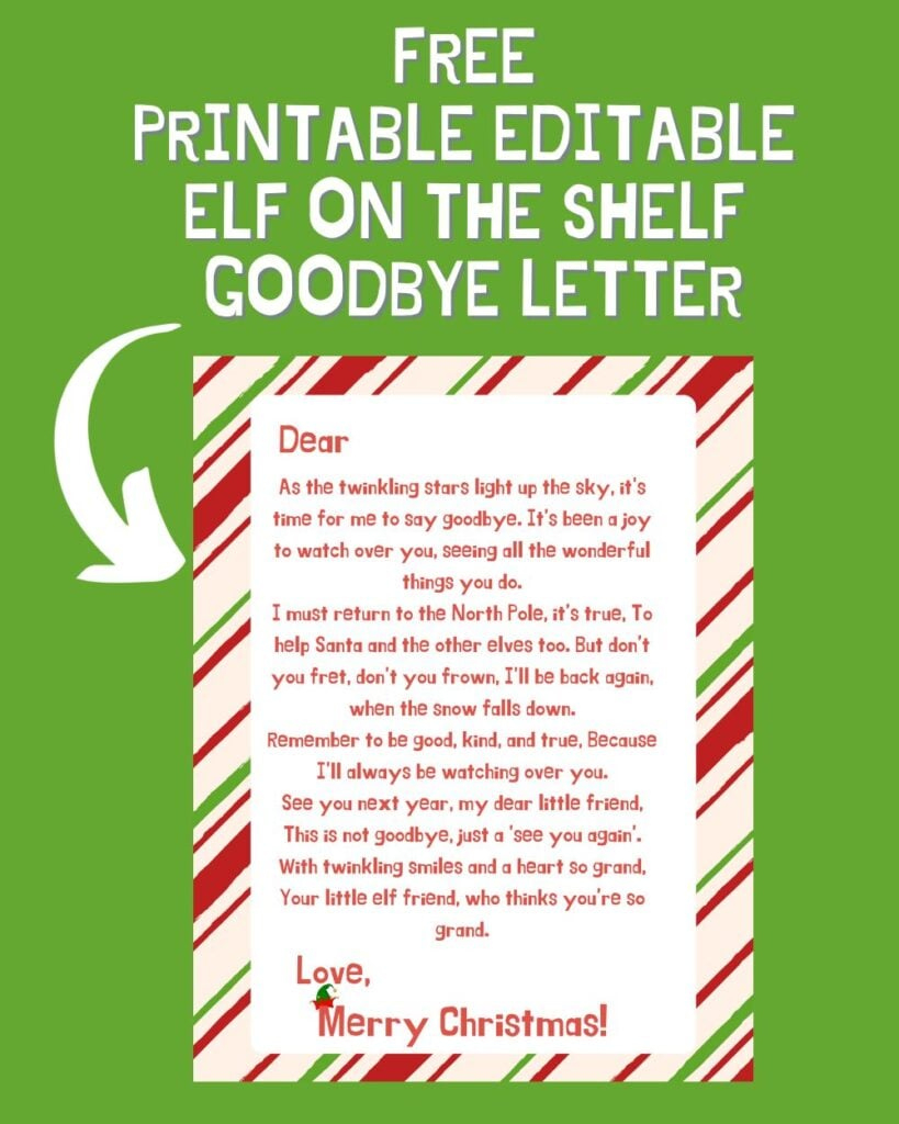 Free Printable Editable Elf On The Shelf Goodbye Letter - A pertaining to Elf On The Shelf Goodbye Letter Free Printable