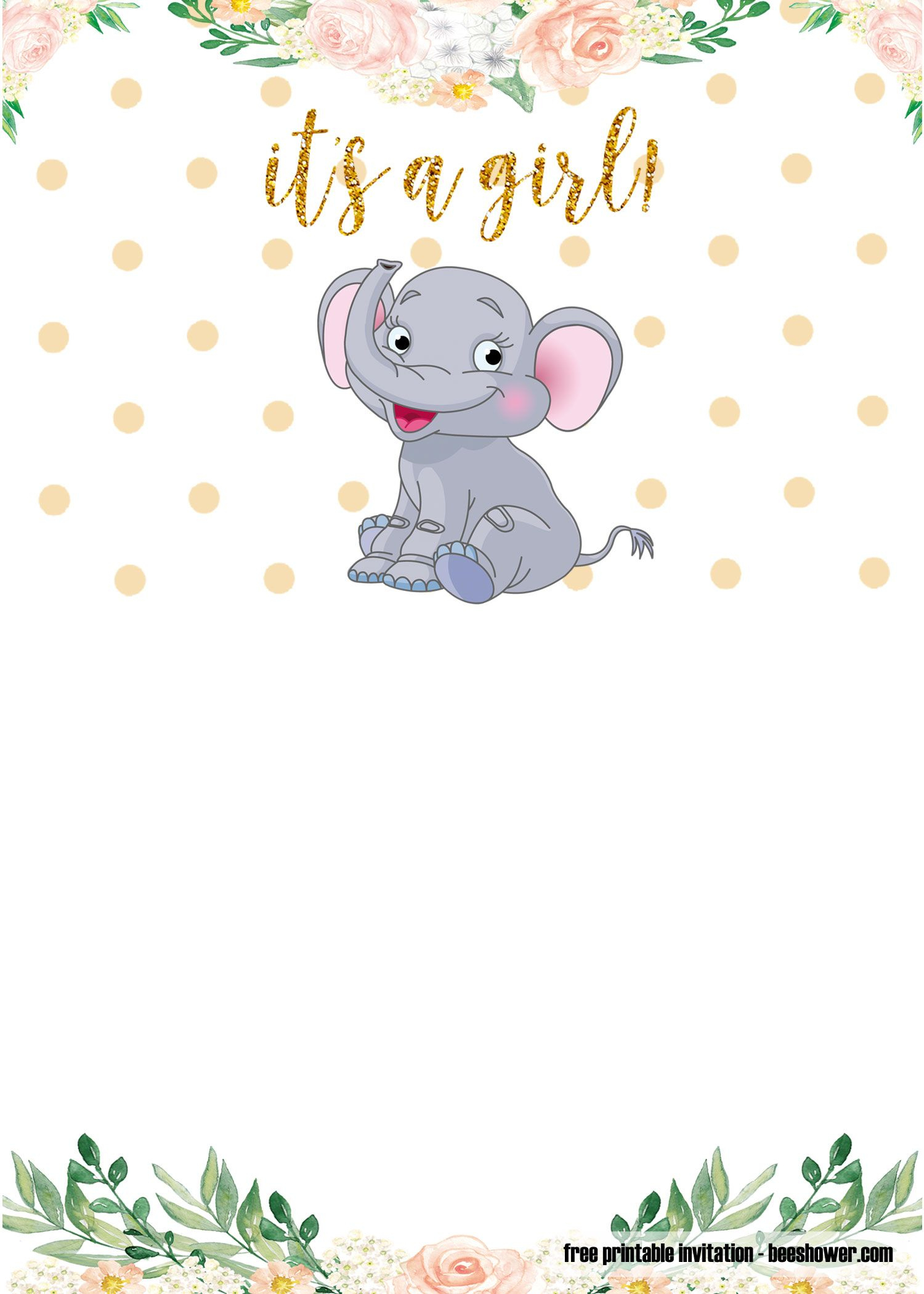 Free Printable Elephant Baby Shower Invitations Templates for Free Pink Elephant Baby Shower Printables