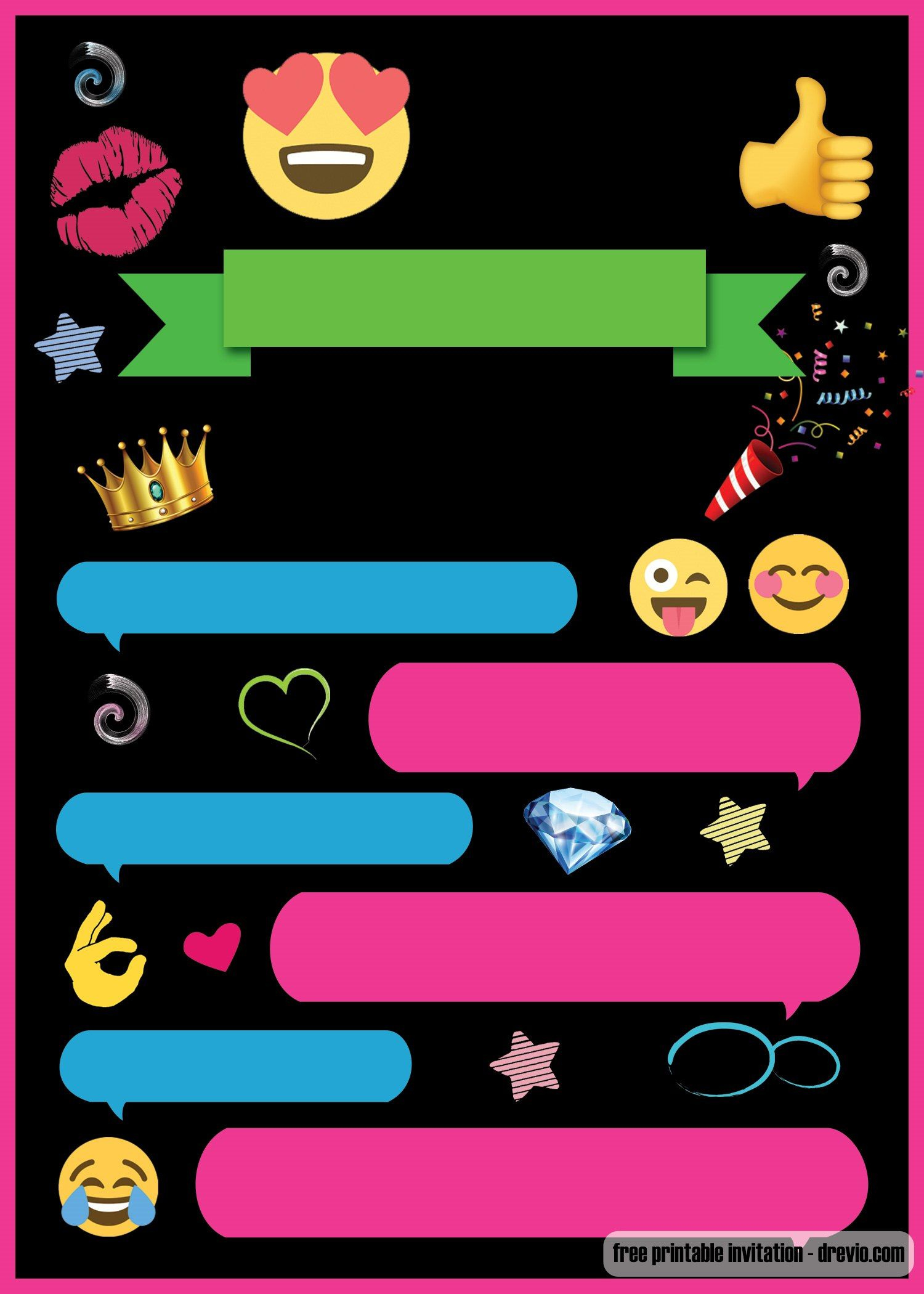 Free Printable Emoji Chat Invitation Template | Emoji Birthday with Emoji Invitations Printable Free