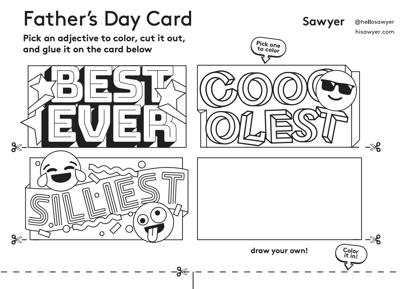 Free Printable Father'S Day Cards | Sawyer Blog intended for Free Preschool Fathers Day Printables