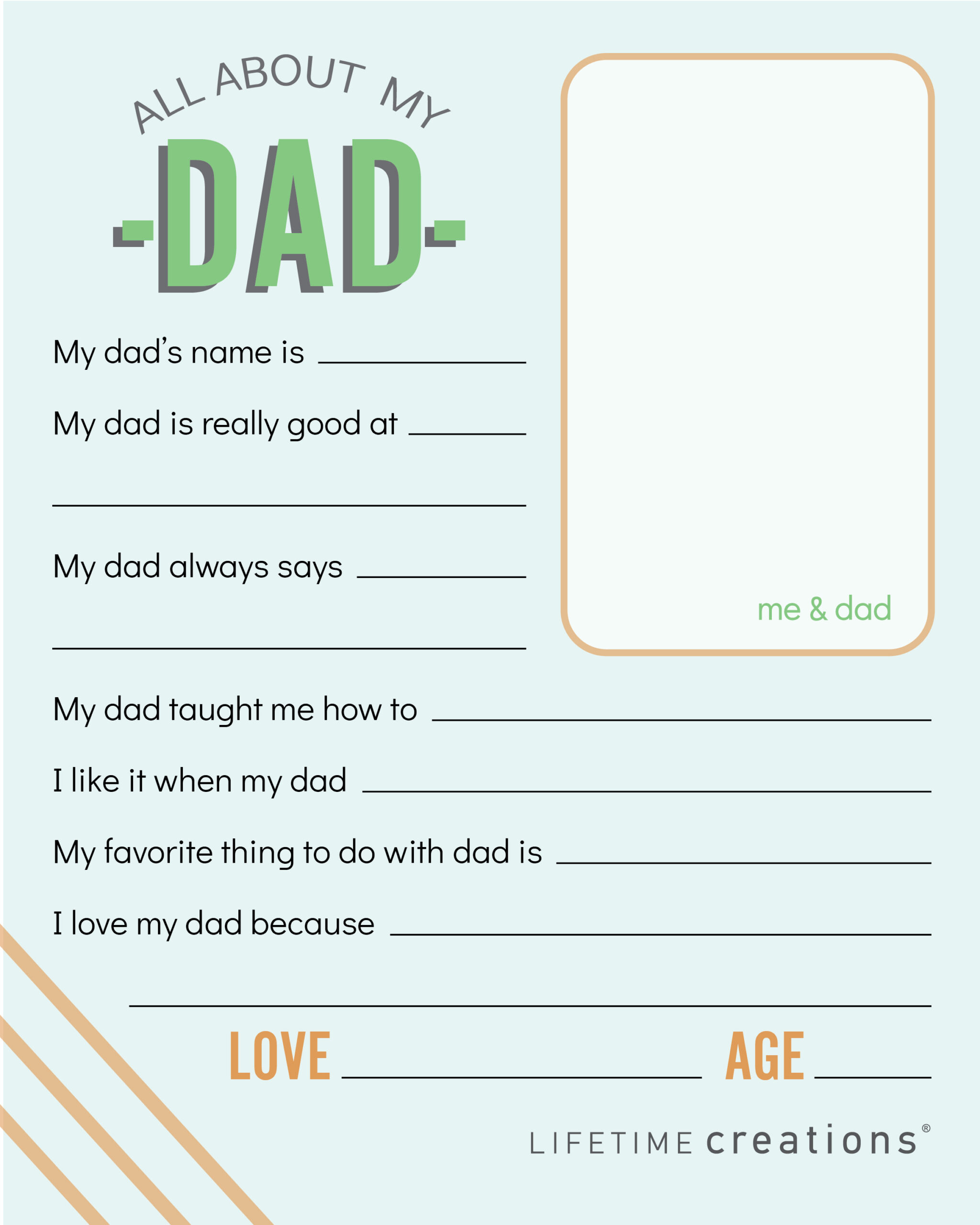 Free, Printable Father&amp;#039;S Day Coupons &amp;amp; Questionnaire - Lifetime with Free Printable Dad Questionnaire