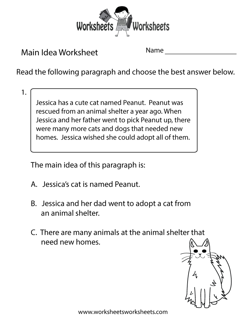 Free Printable Finding The Main Idea Worksheet inside Free Printable Main Idea Worksheets