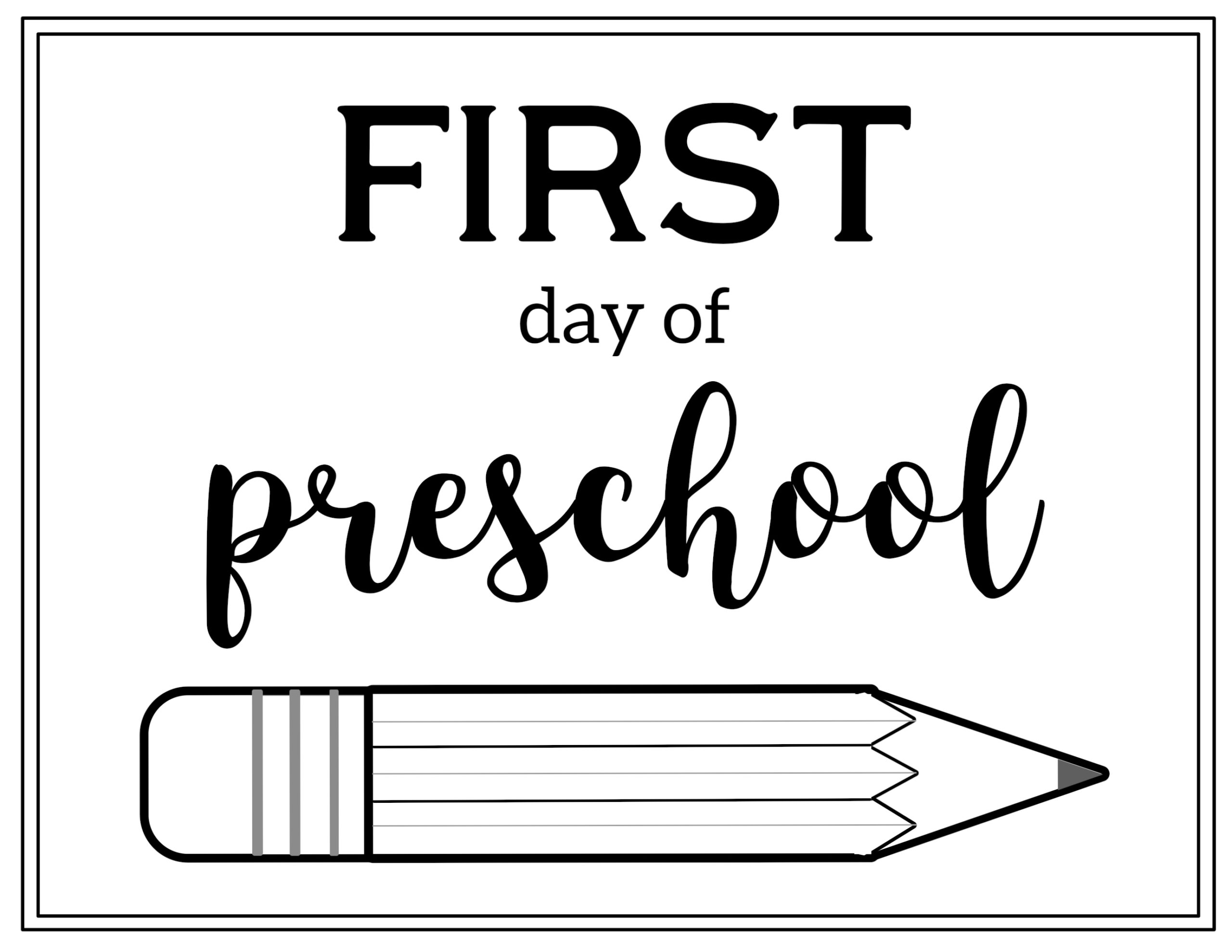 Free Printable First Day Of School Sign {Pencil} - Paper Trail Design for Free Printable First Day of Preschool Sign